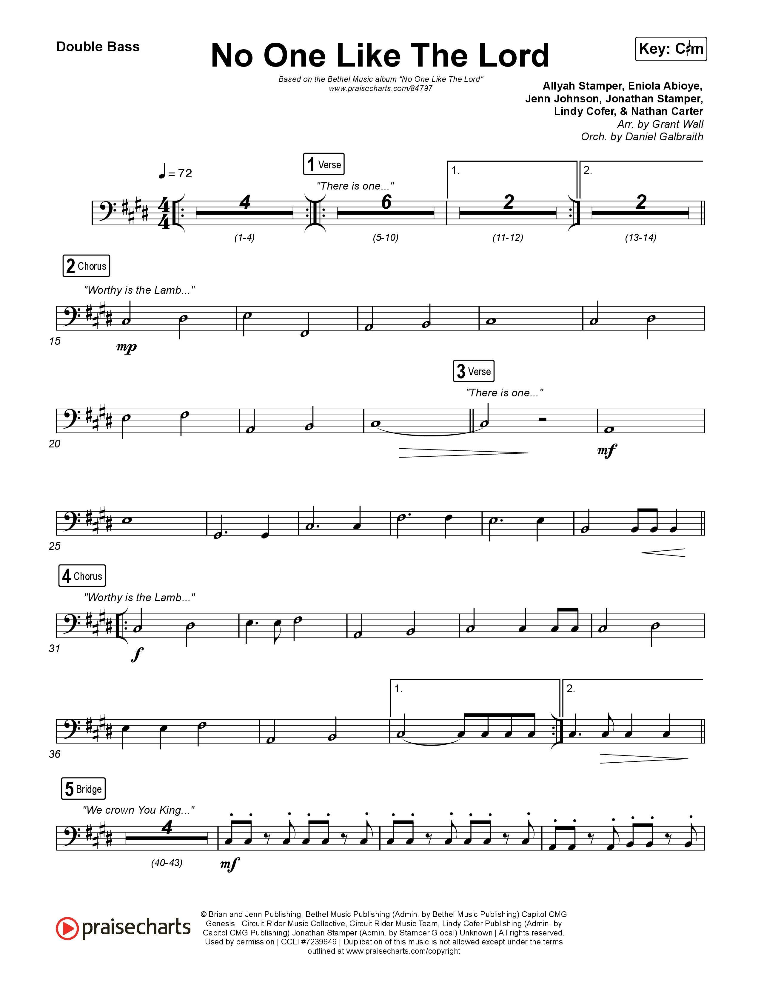 No One Like The Lord (Live) String Bass (Bethel Music / Jenn Johnson)