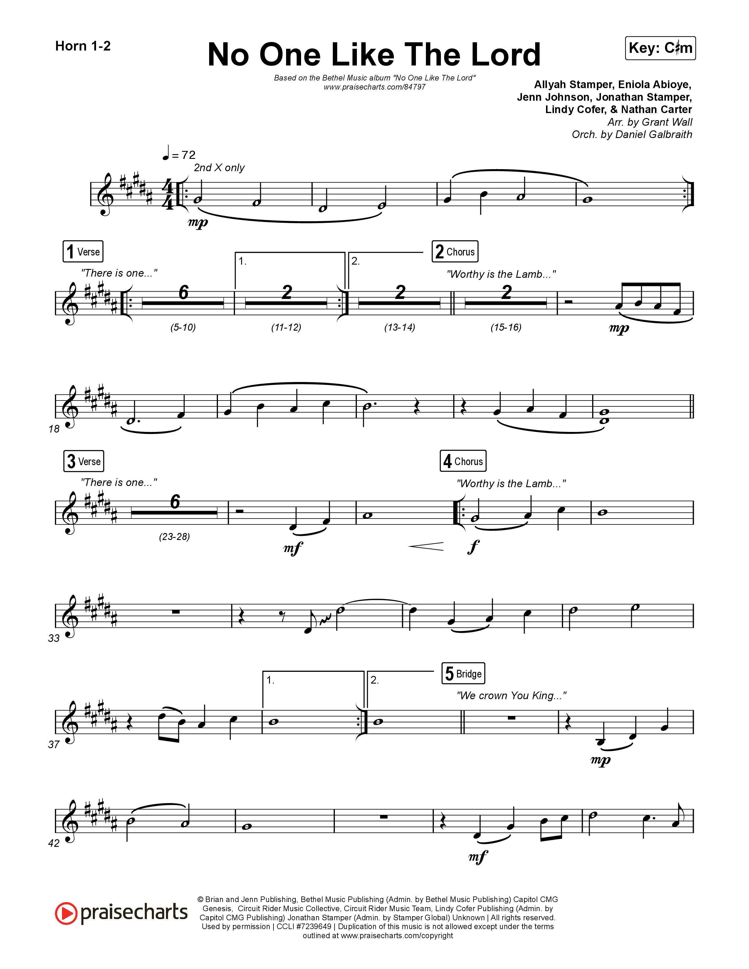 No One Like The Lord (Live) French Horn 1,2 (Bethel Music / Jenn Johnson)