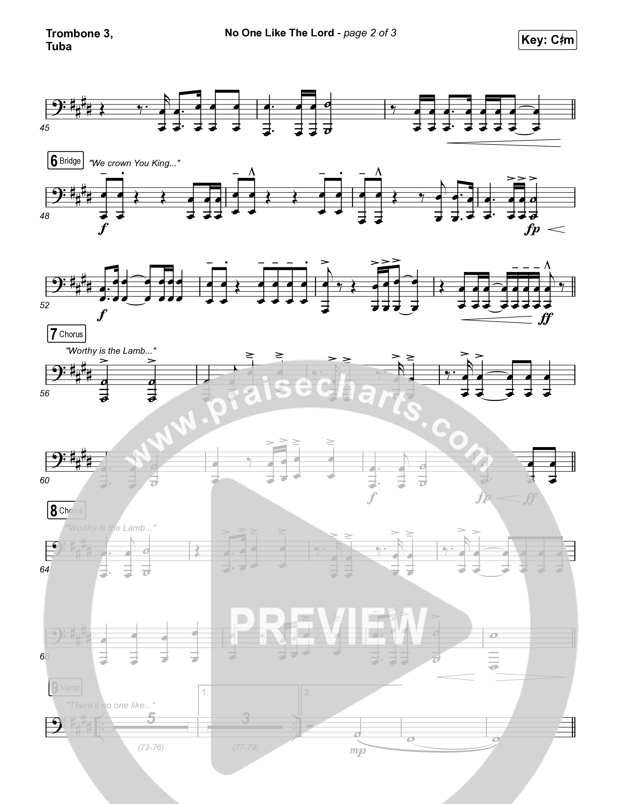 No One Like The Lord (Live) Trombone 3/Tuba (Bethel Music / Jenn Johnson)