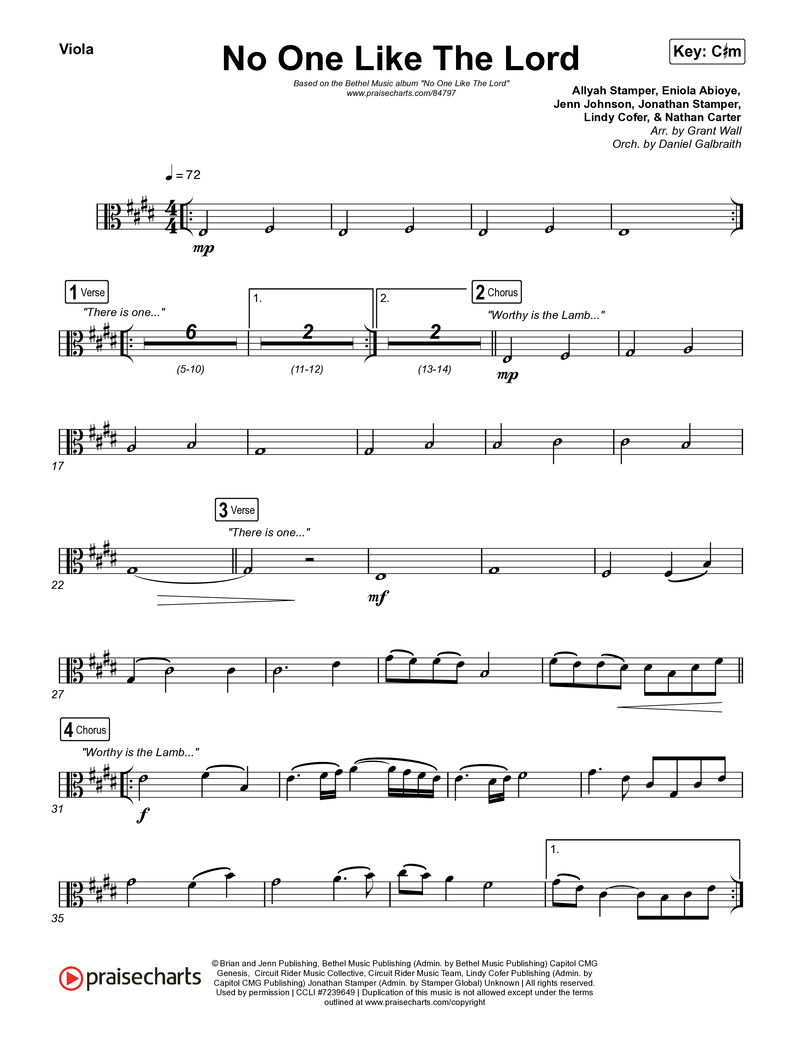 No One Like The Lord (Live) Viola (Bethel Music / Jenn Johnson)