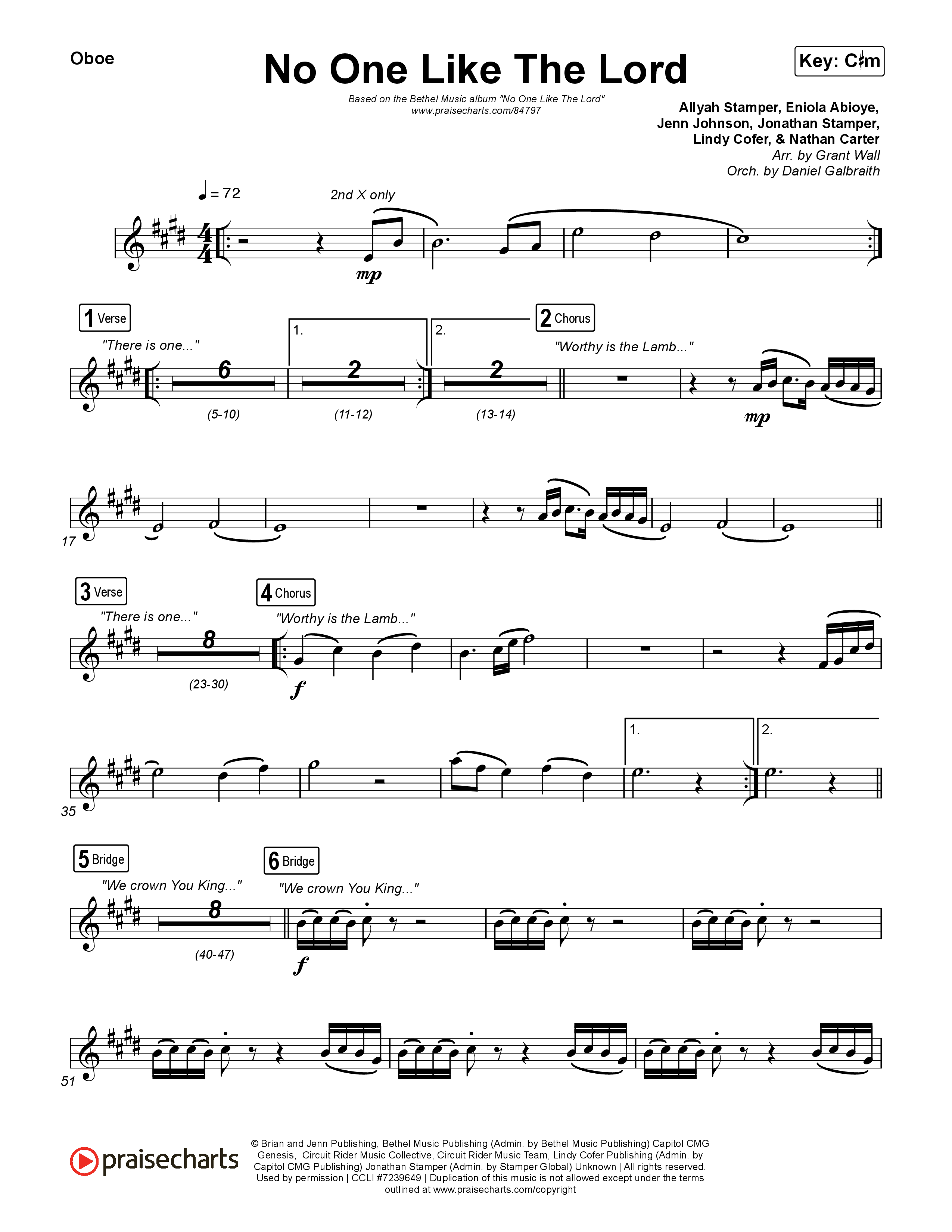 No One Like The Lord (Live) Oboe (Bethel Music / Jenn Johnson)