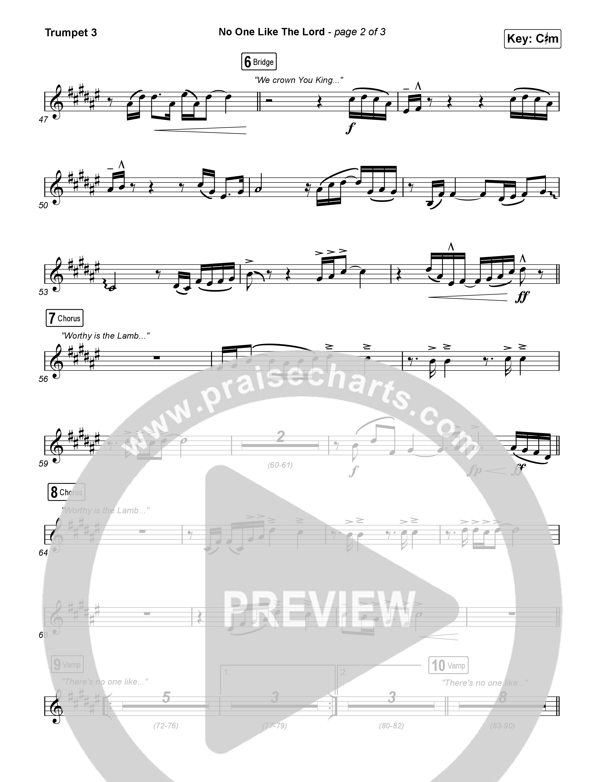 No One Like The Lord (Live) Trumpet 3 (Bethel Music / Jenn Johnson)