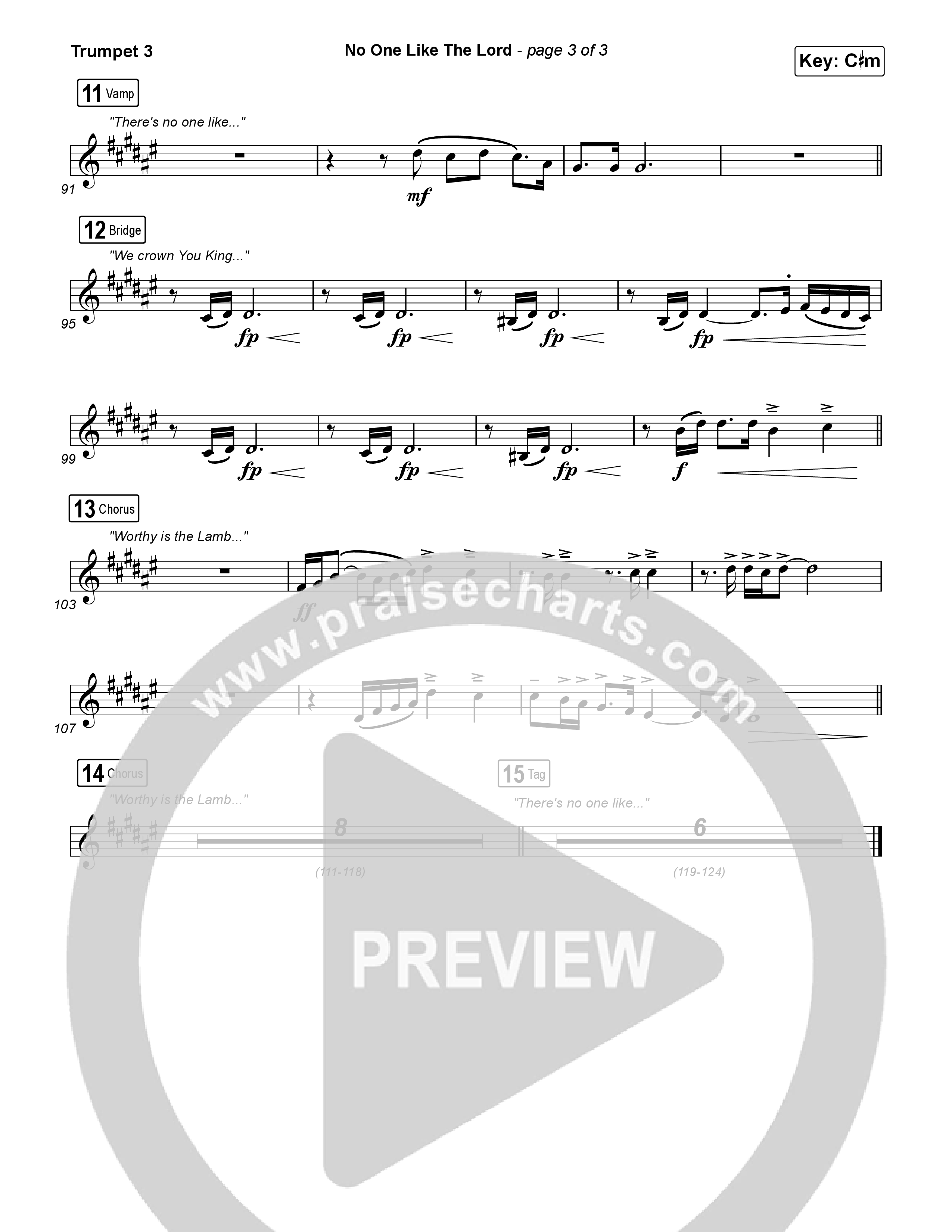 No One Like The Lord (Live) Trumpet 3 (Bethel Music / Jenn Johnson)