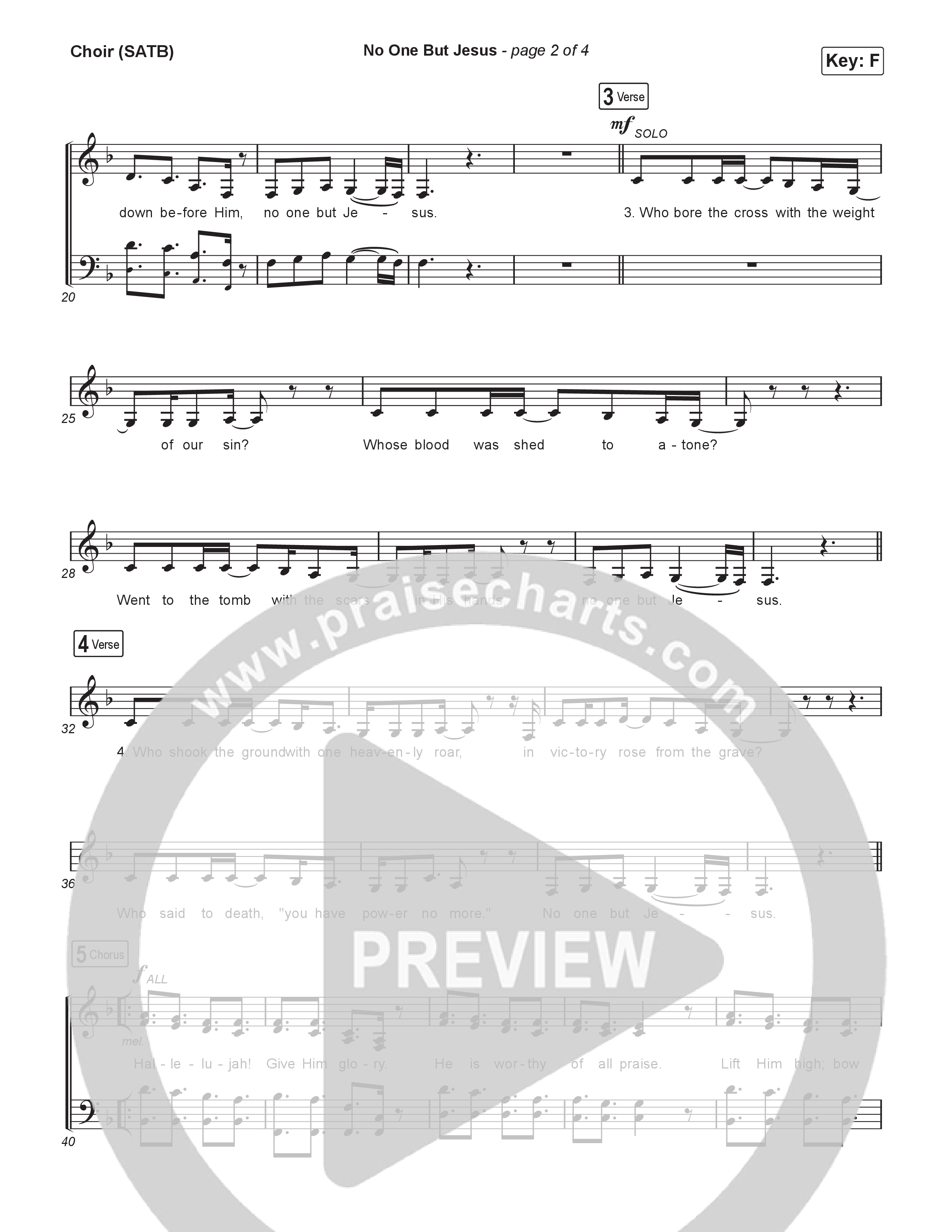 No One But Jesus (Live) Choir Sheet (SATB) (Jesus Culture / Brett Lee Miller)