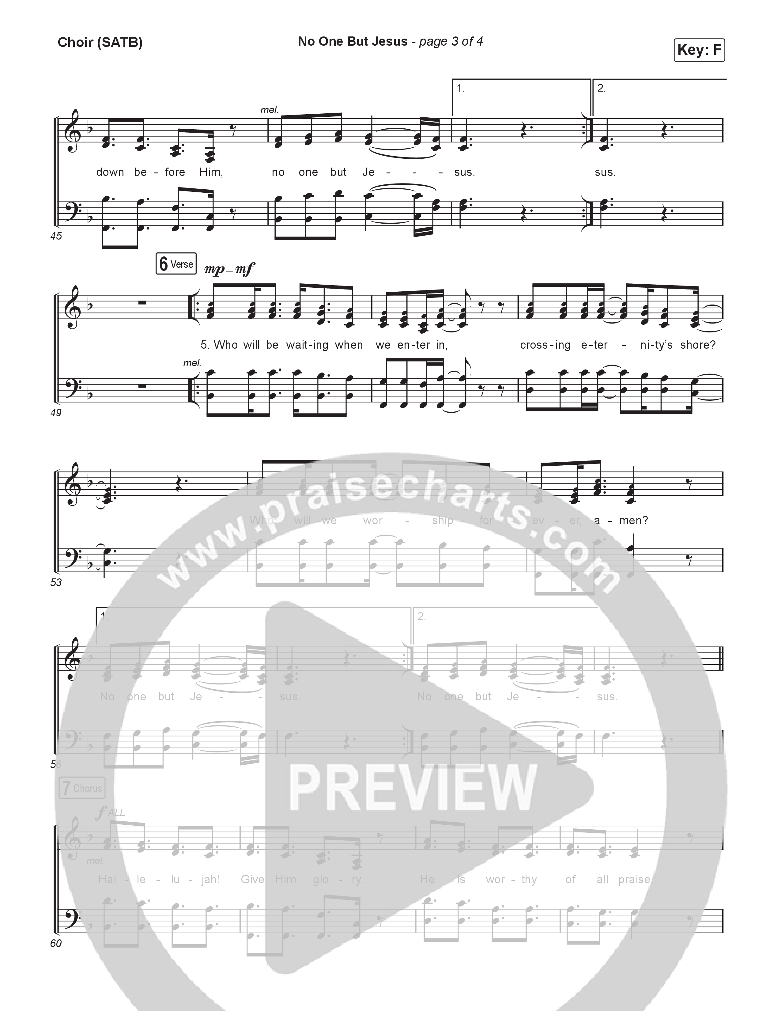 No One But Jesus (Live) Choir Sheet (SATB) (Jesus Culture / Brett Lee Miller)