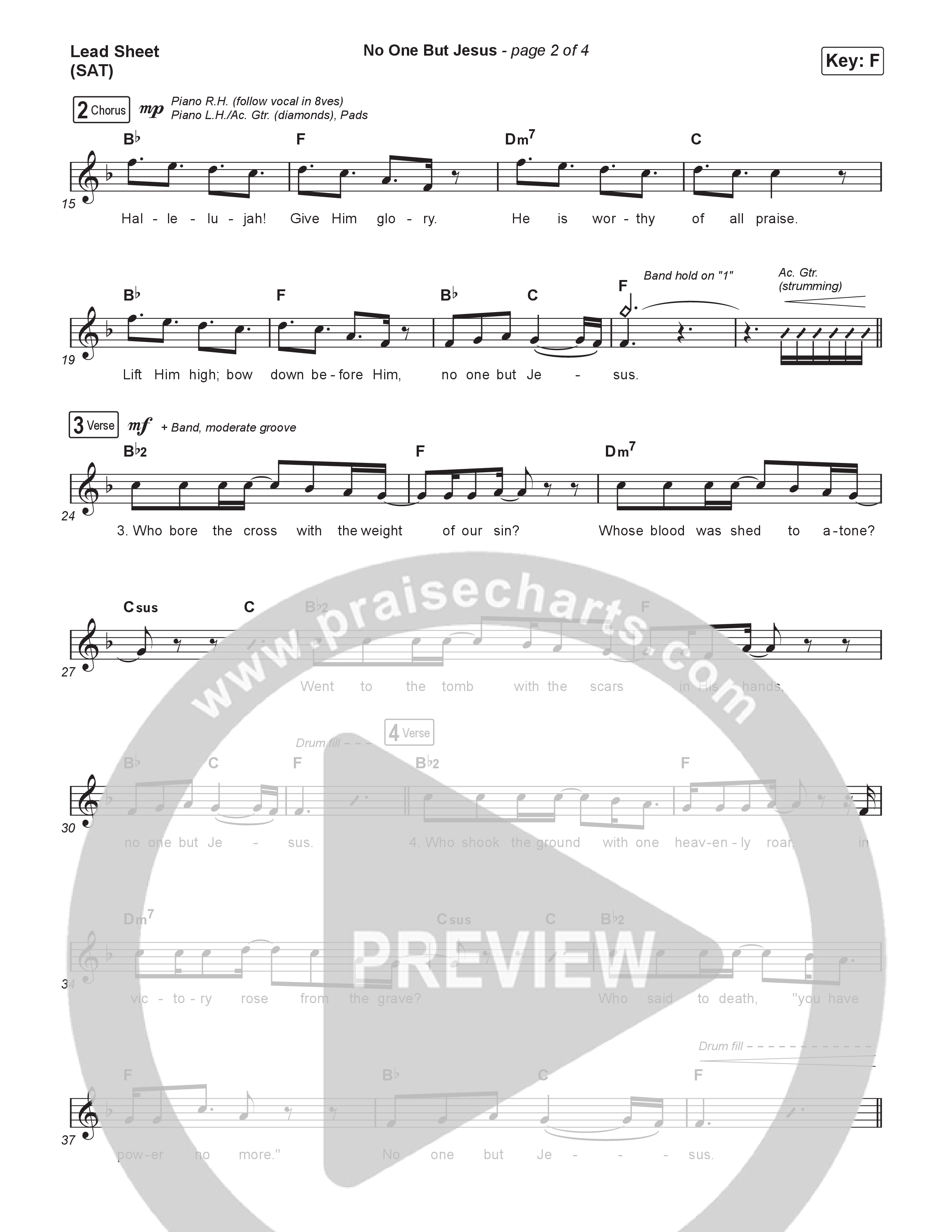 No One But Jesus (Live) Lead Sheet (SAT) (Jesus Culture / Brett Lee Miller)