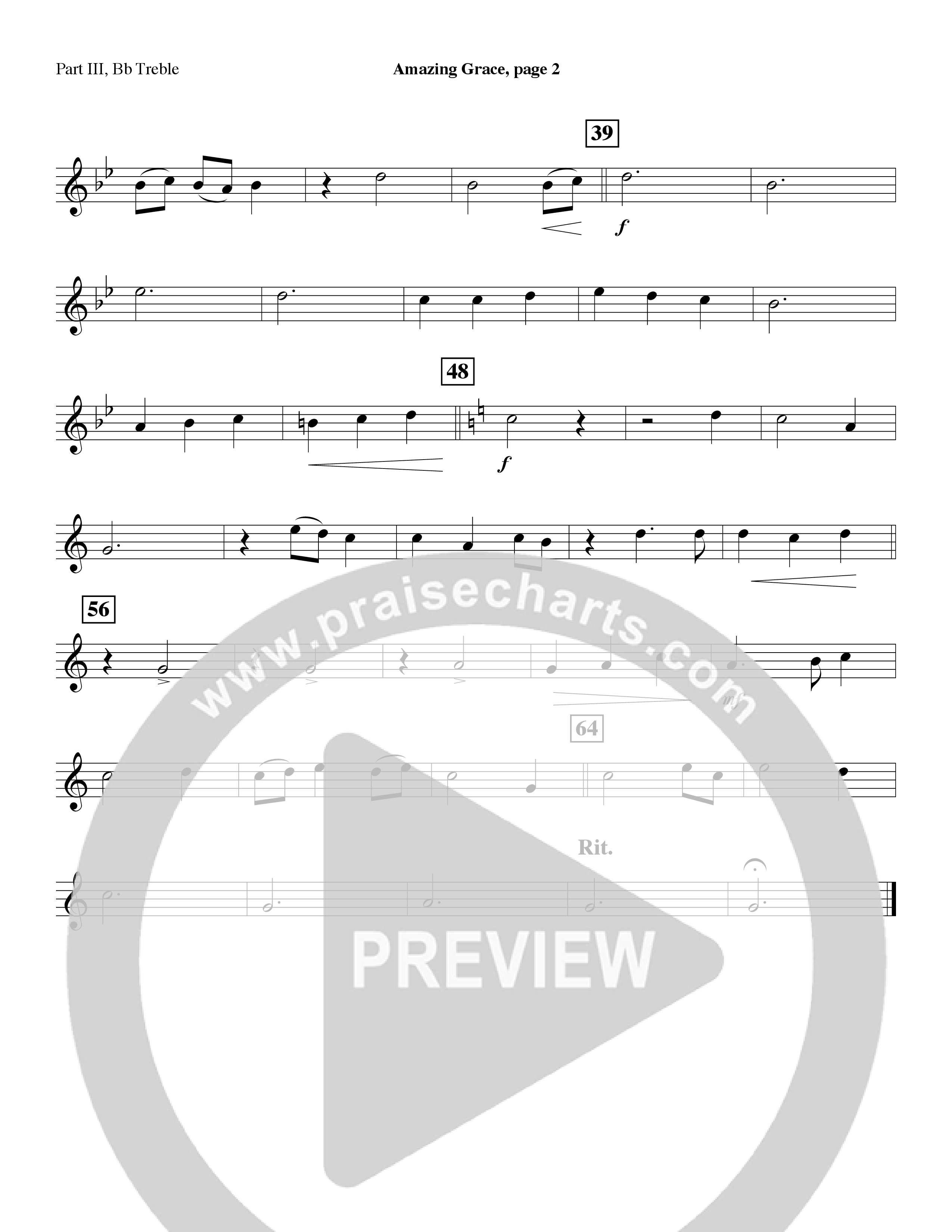 Amazing Grace (Instrumental) Part 3: Bb, F Treble; Bass, Viola (Lifeway Worship / Arr. Tom Payne)