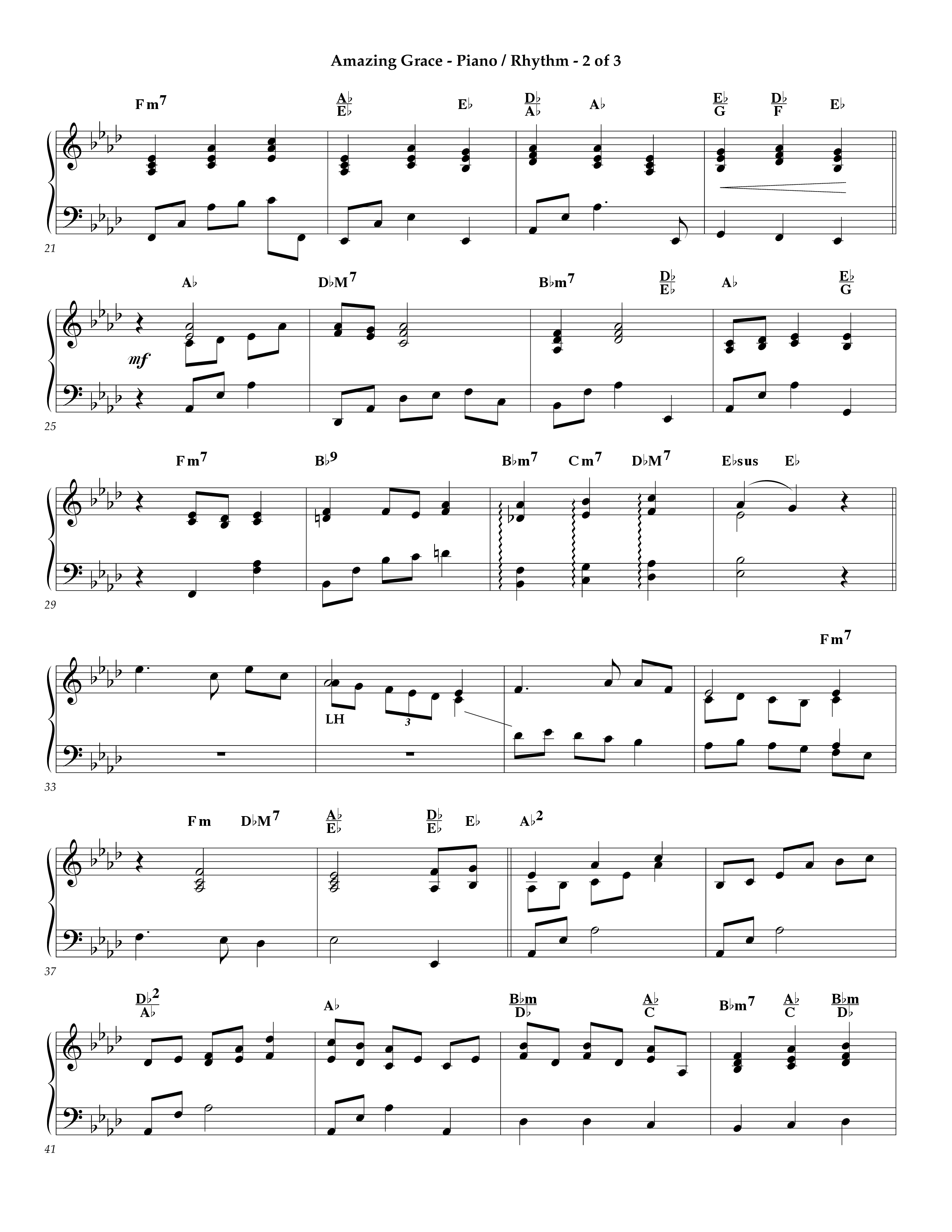 Amazing Grace (Instrumental) Piano Sheet (Lifeway Worship / Arr. Tom Payne)