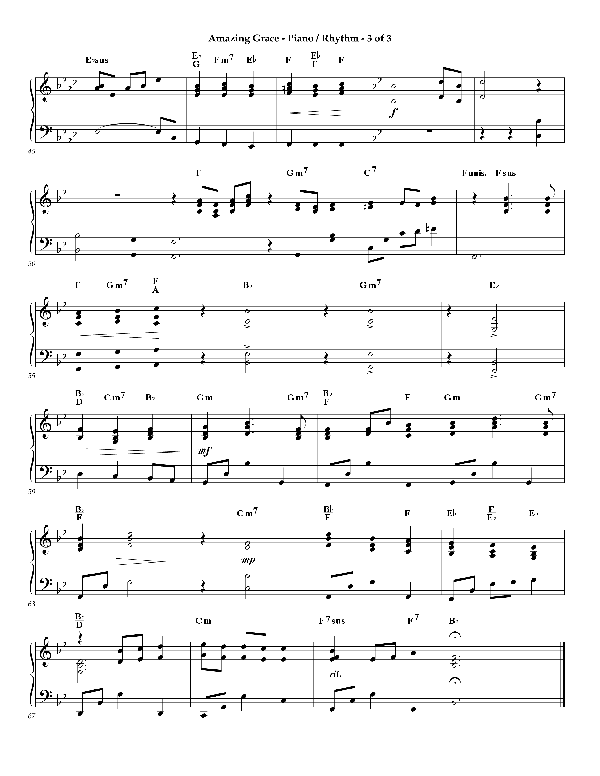Amazing Grace (Instrumental) Piano Sheet (Lifeway Worship / Arr. Tom Payne)