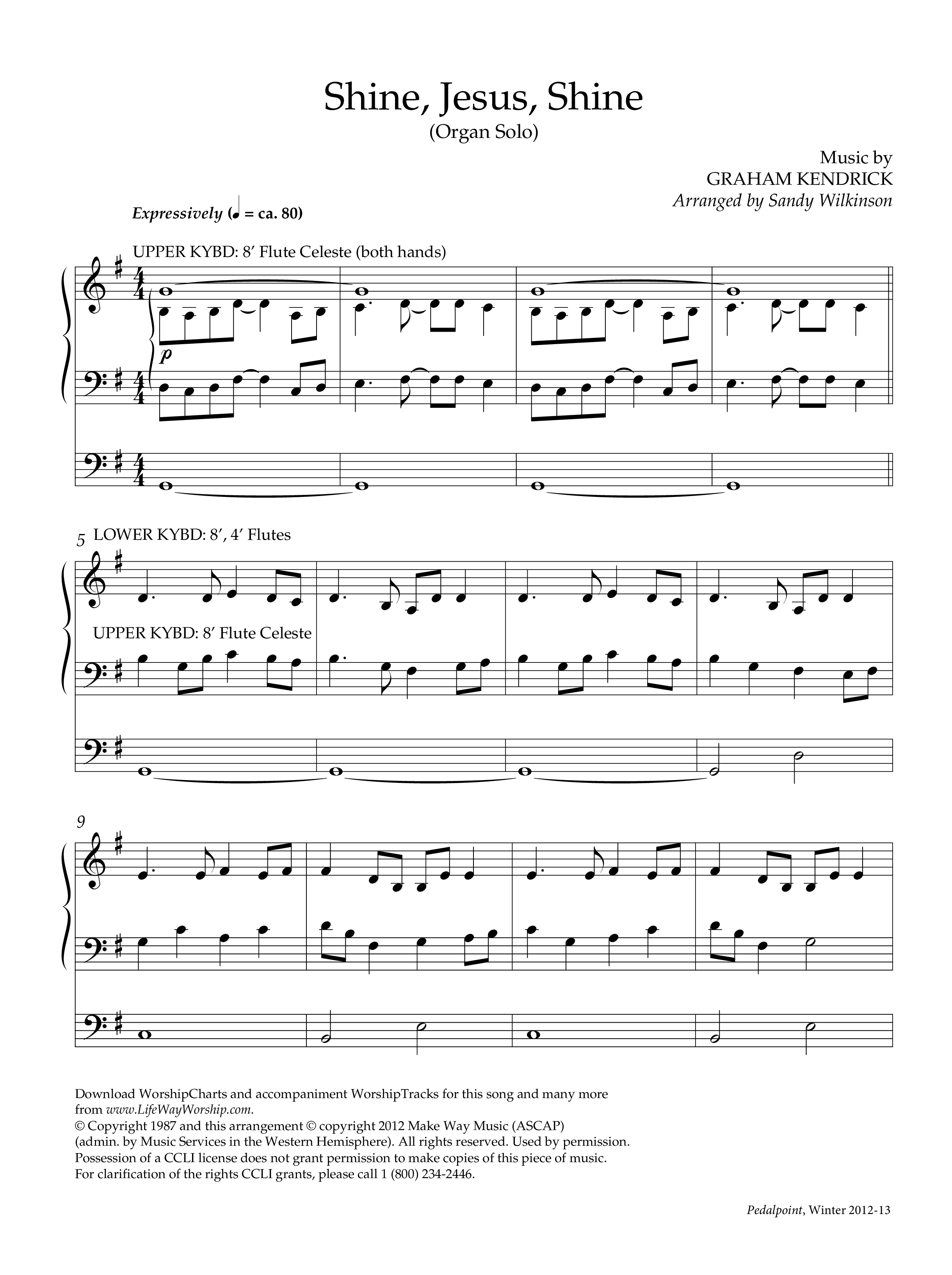 Shine Jesus Shine (Instrumental) Organ (Lifeway Worship / Arr. Sandy Wilkinson)