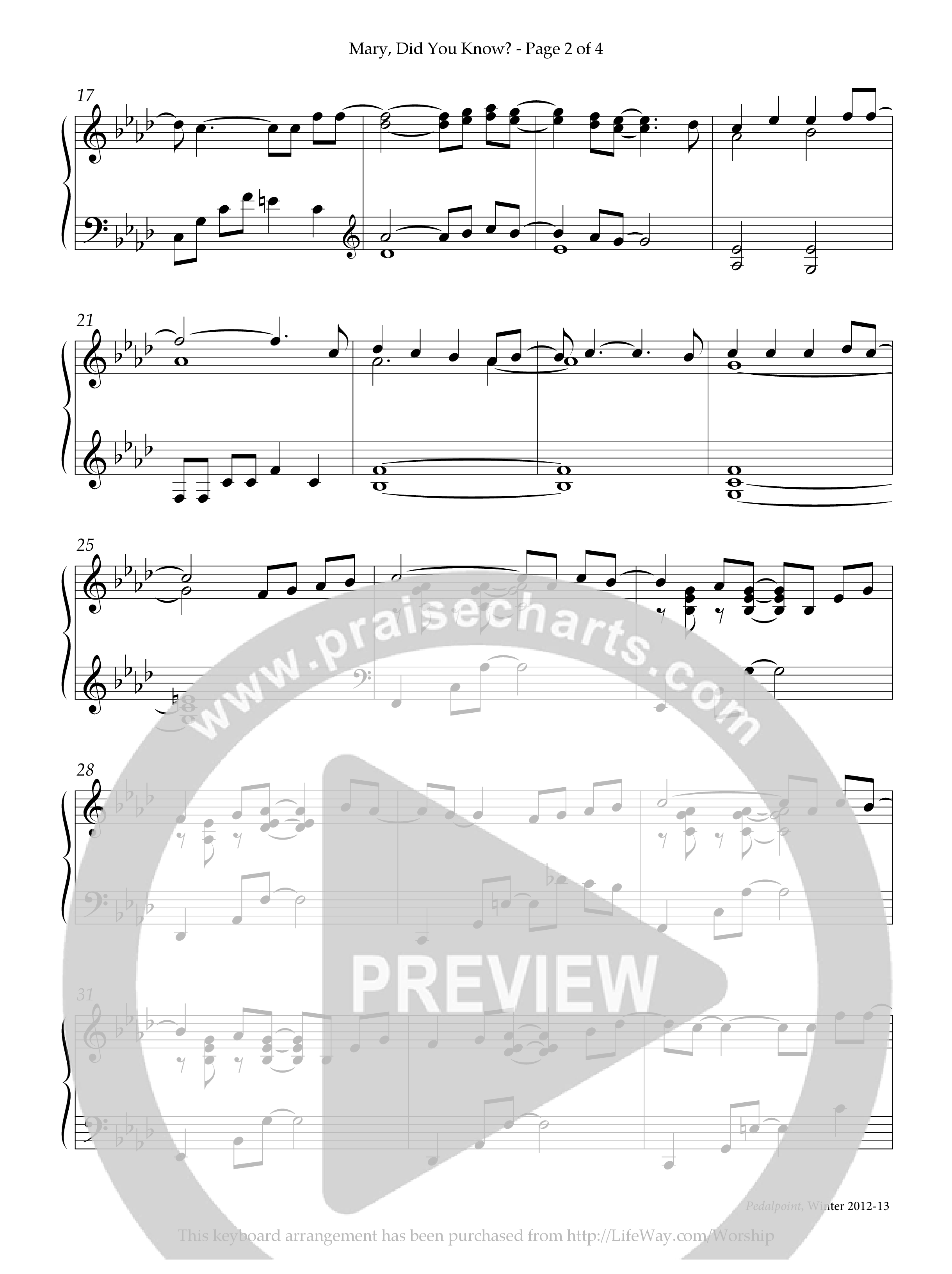 Mary Did You Know (Instrumental) Piano Solo (Lifeway Worship / Arr. Randy Smith)