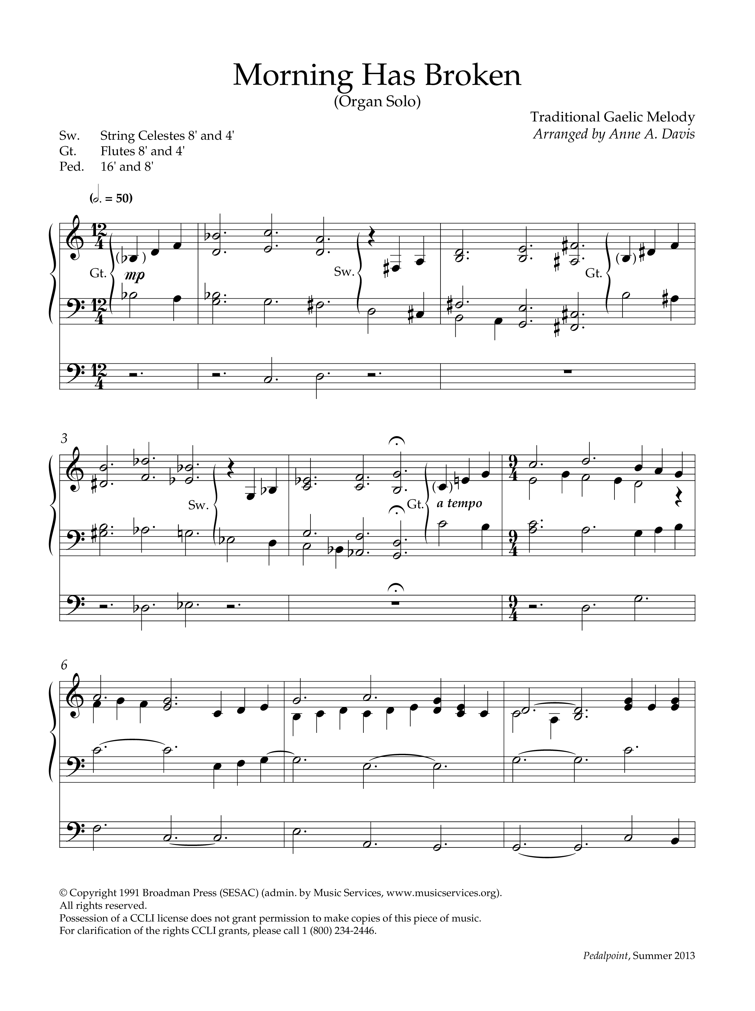 Morning Has Broken (Instrumental) Organ (Lifeway Worship / Arr. Anne A. Davis)