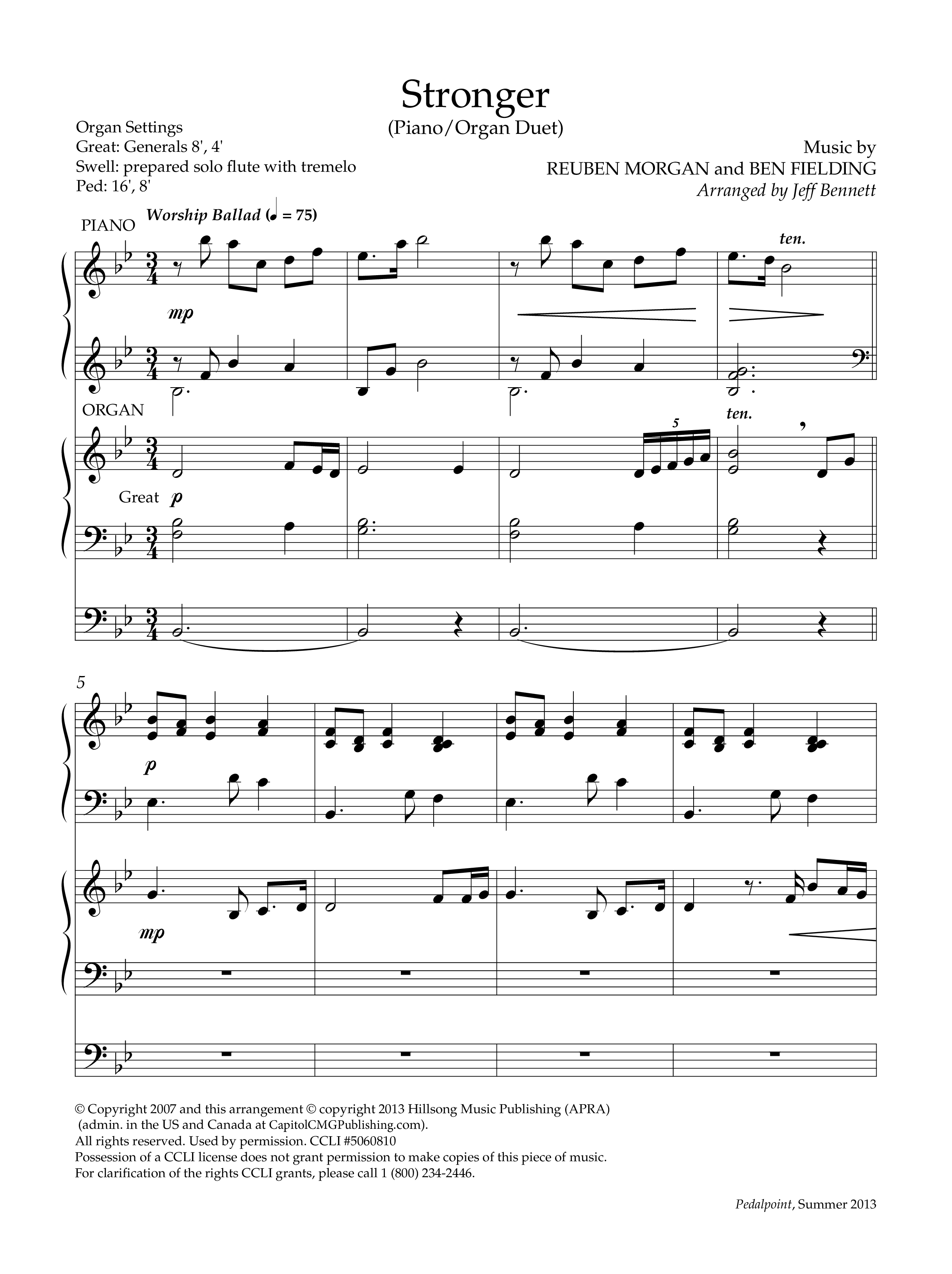 Stronger (Instrumental) Piano-Organ (Lifeway Worship / Arr. Jeffery Bennett)