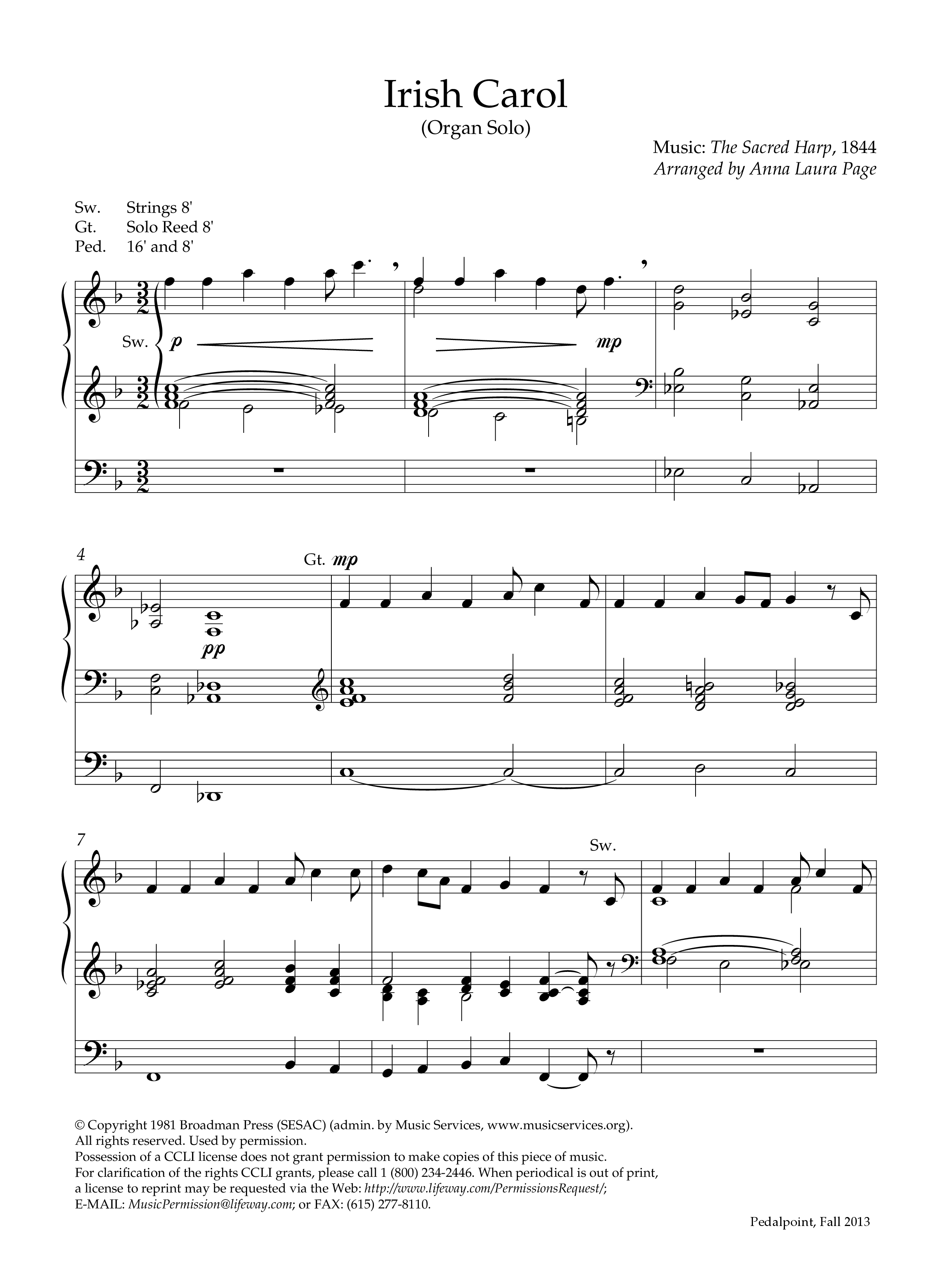 Irish Carol (Instrumental) Organ (Lifeway Worship / Arr. Anna Laura Page)