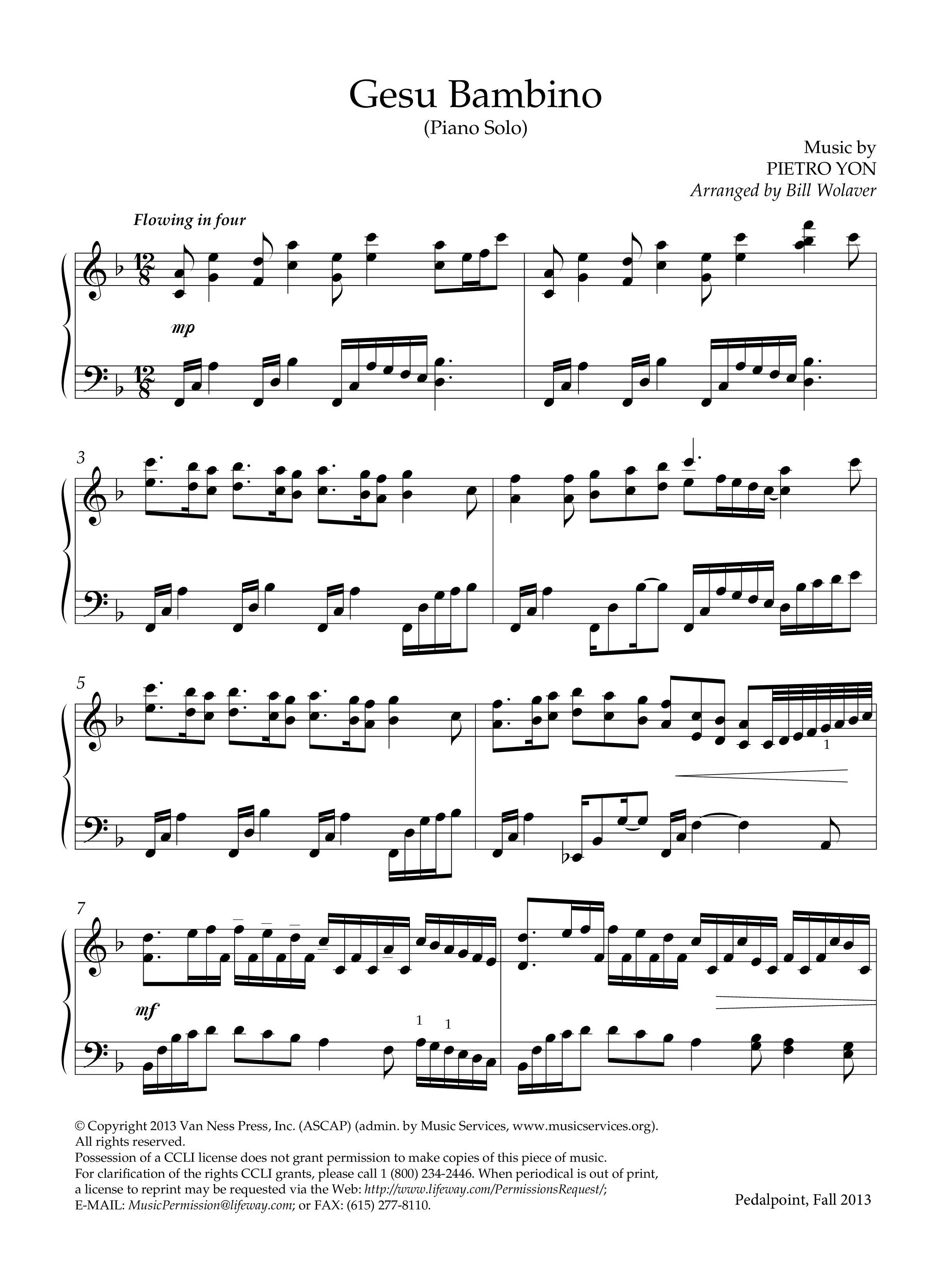 Gesu Bambino (Instrumental) Piano Solo (Lifeway Worship / Arr. Bill Wolaver)