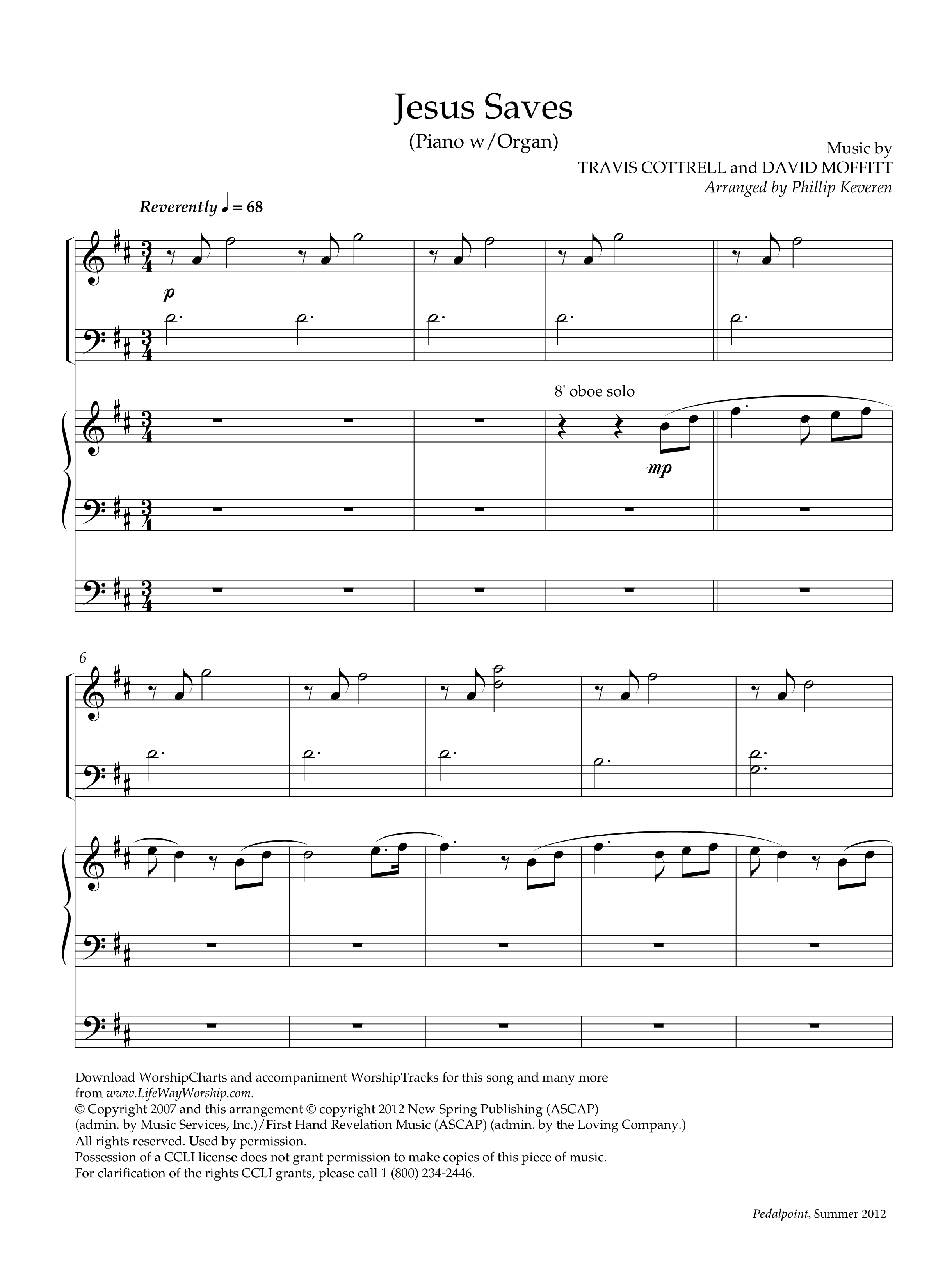 Jesus Saves (Instrumental) Piano-Organ (Lifeway Worship / Arr. Phillip Keveren)