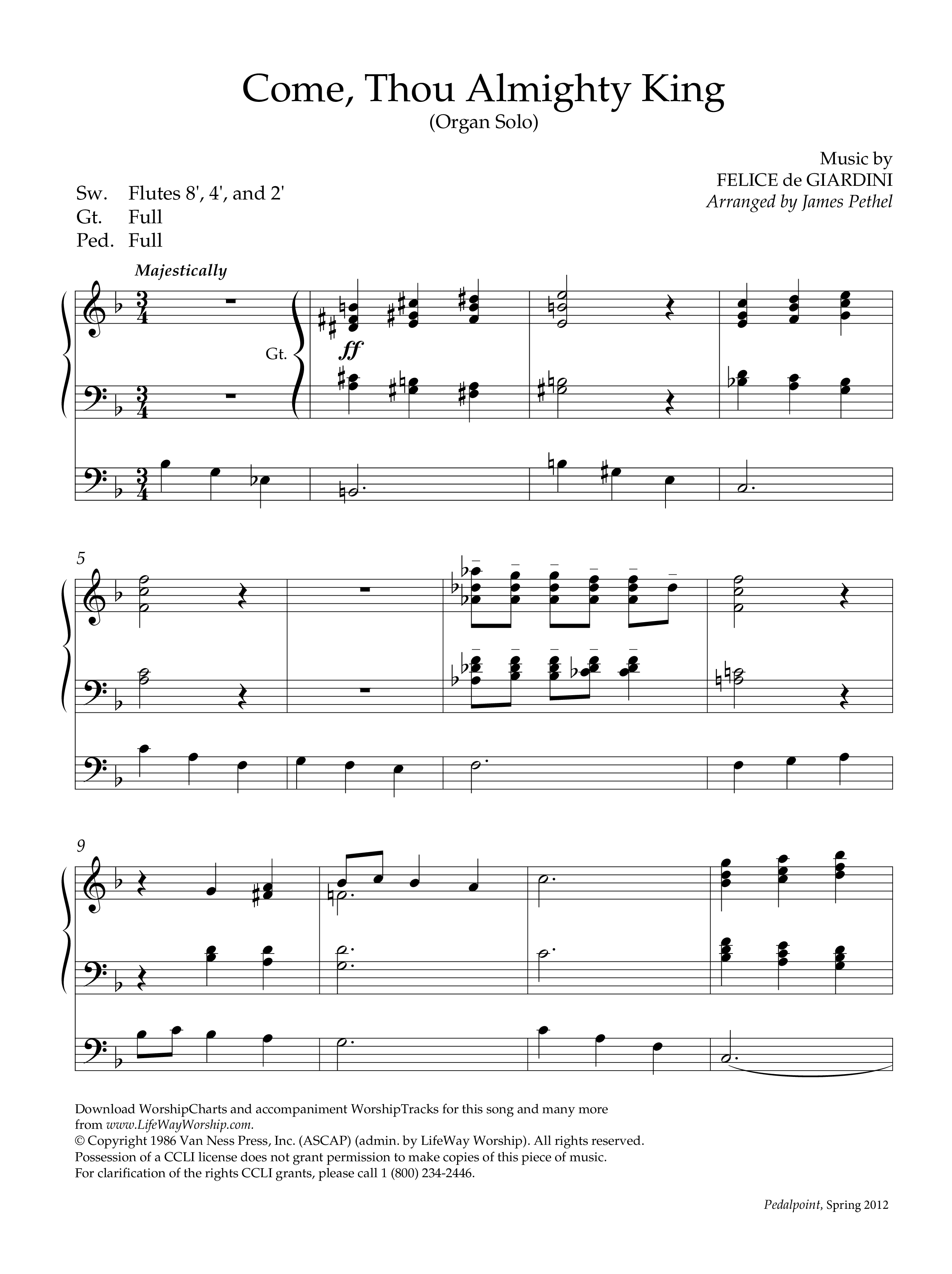 Come Thou Almighty King (Instrumental) Organ (Lifeway Worship / Arr. James Pethel)