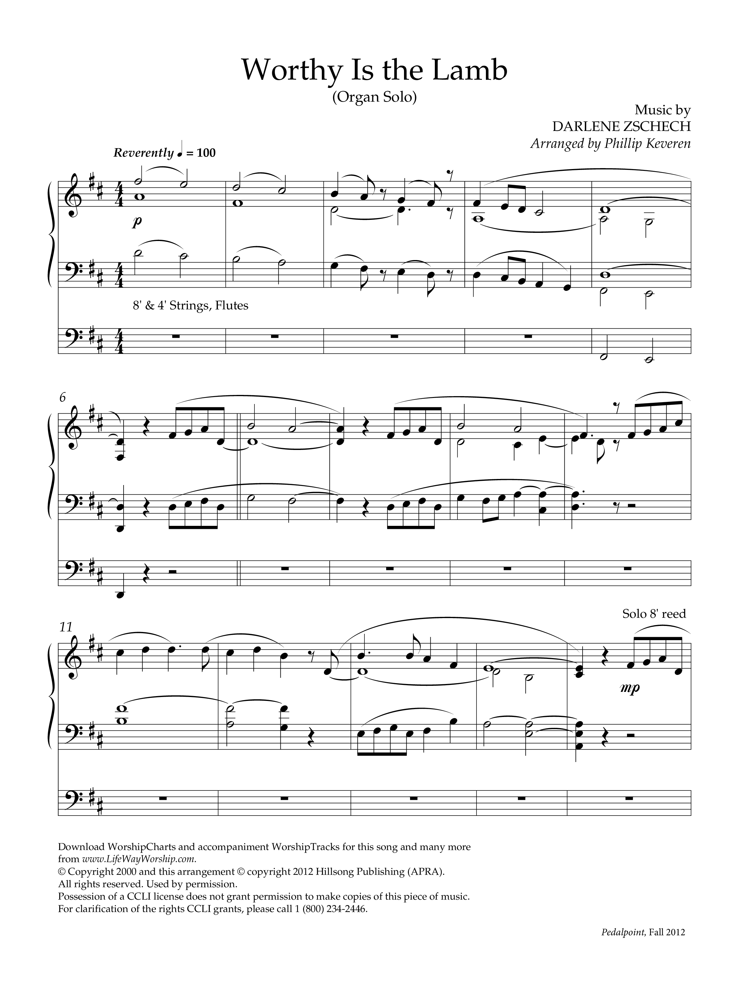 Worthy Is The Lamb (Instrumental) Organ (Lifeway Worship / Arr. Phillip Keveren)