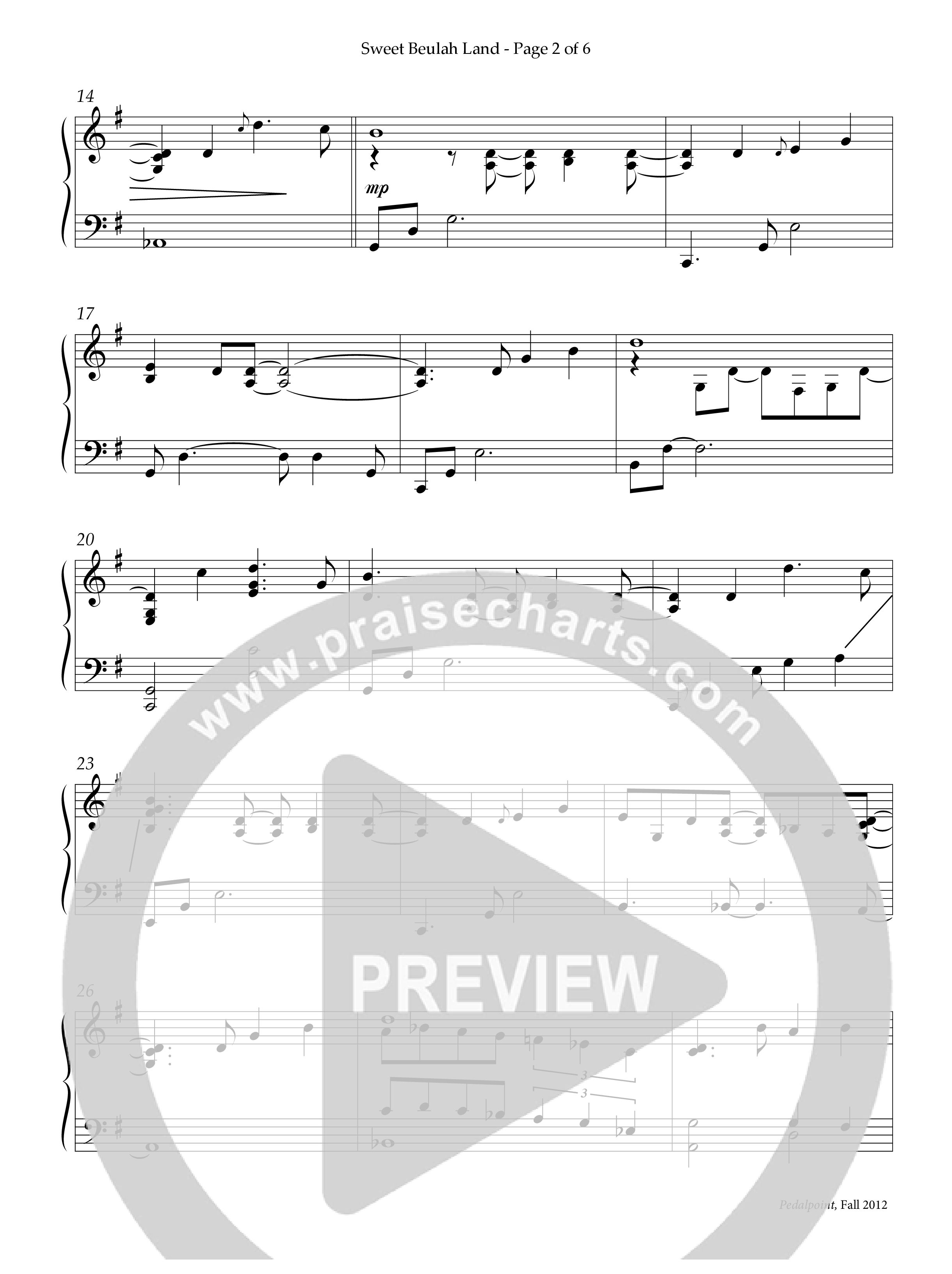 Sweet Beulah Land (Instrumental) Piano Solo (Lifeway Worship / Arr. Bill Wolaver)