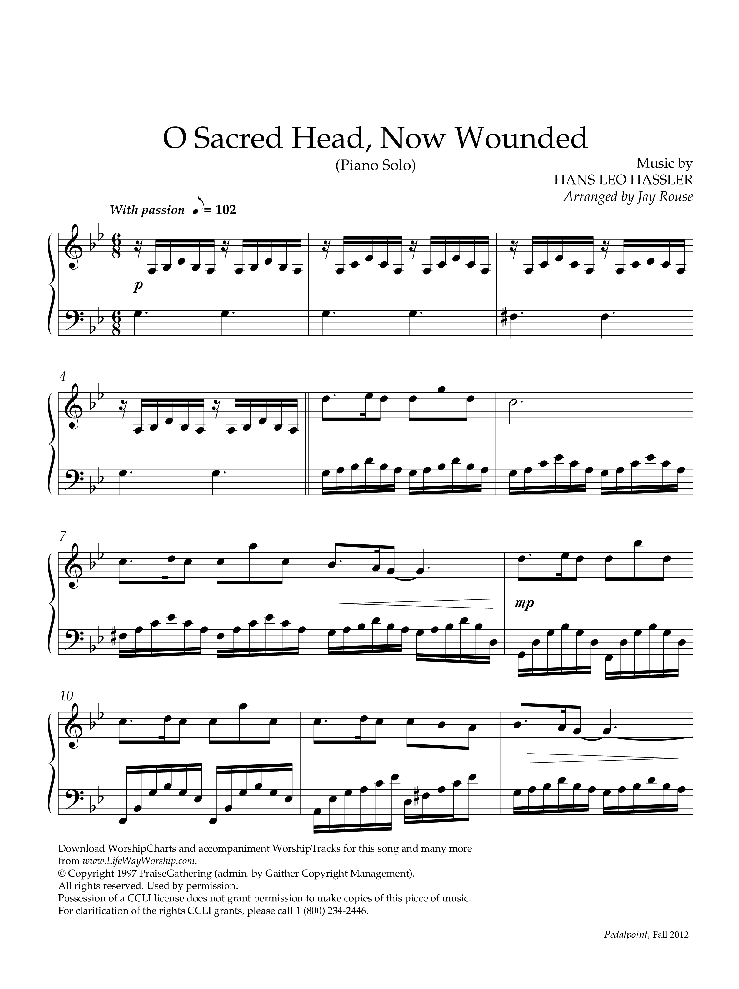 O Sacred Head Now Wounded (Instrumental) Piano Solo (Lifeway Worship / Arr. Jay Rouse)