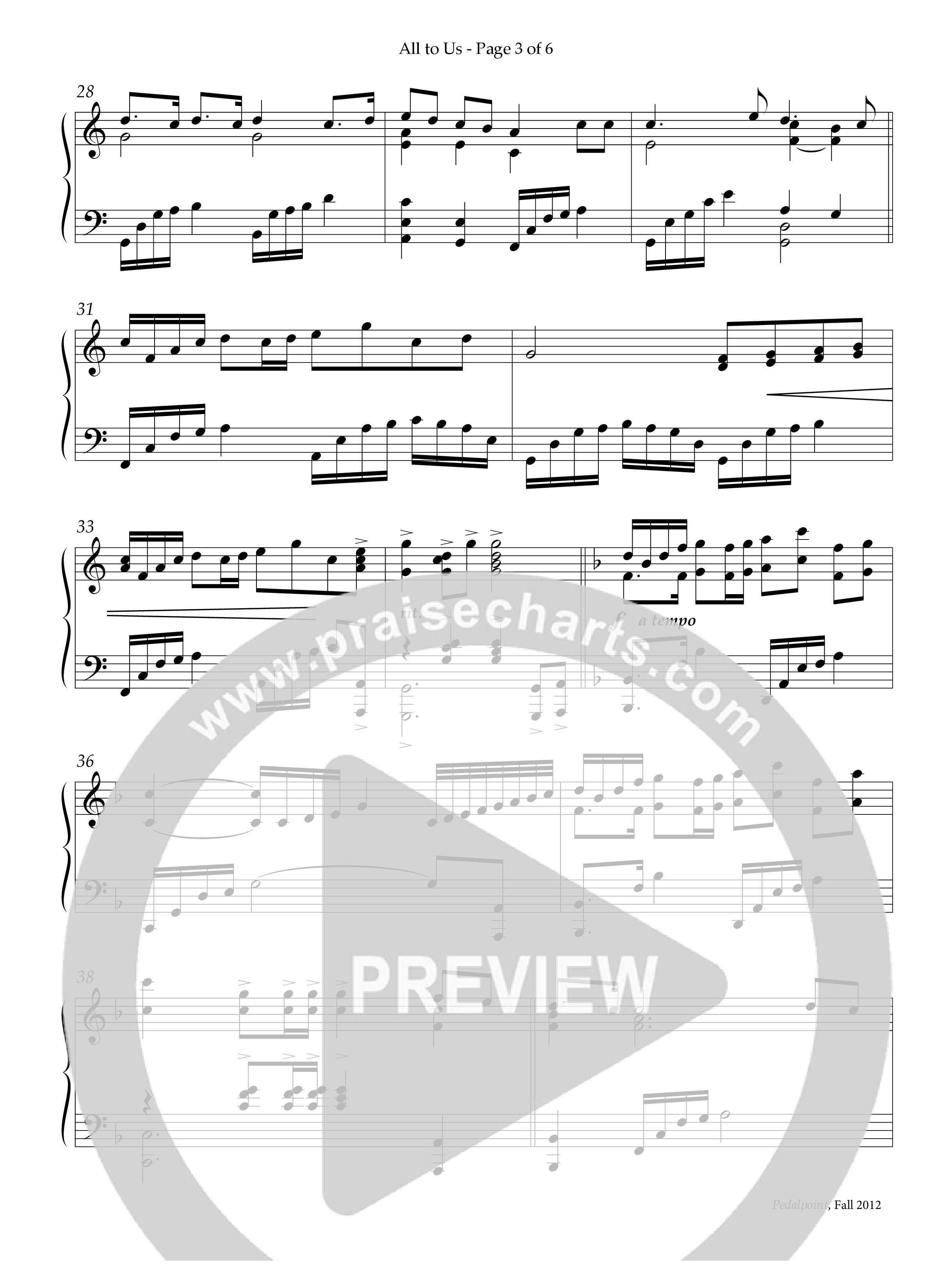 All To Us (Instrumental) Piano Solo (Lifeway Worship / Arr. Michael T. Turner)