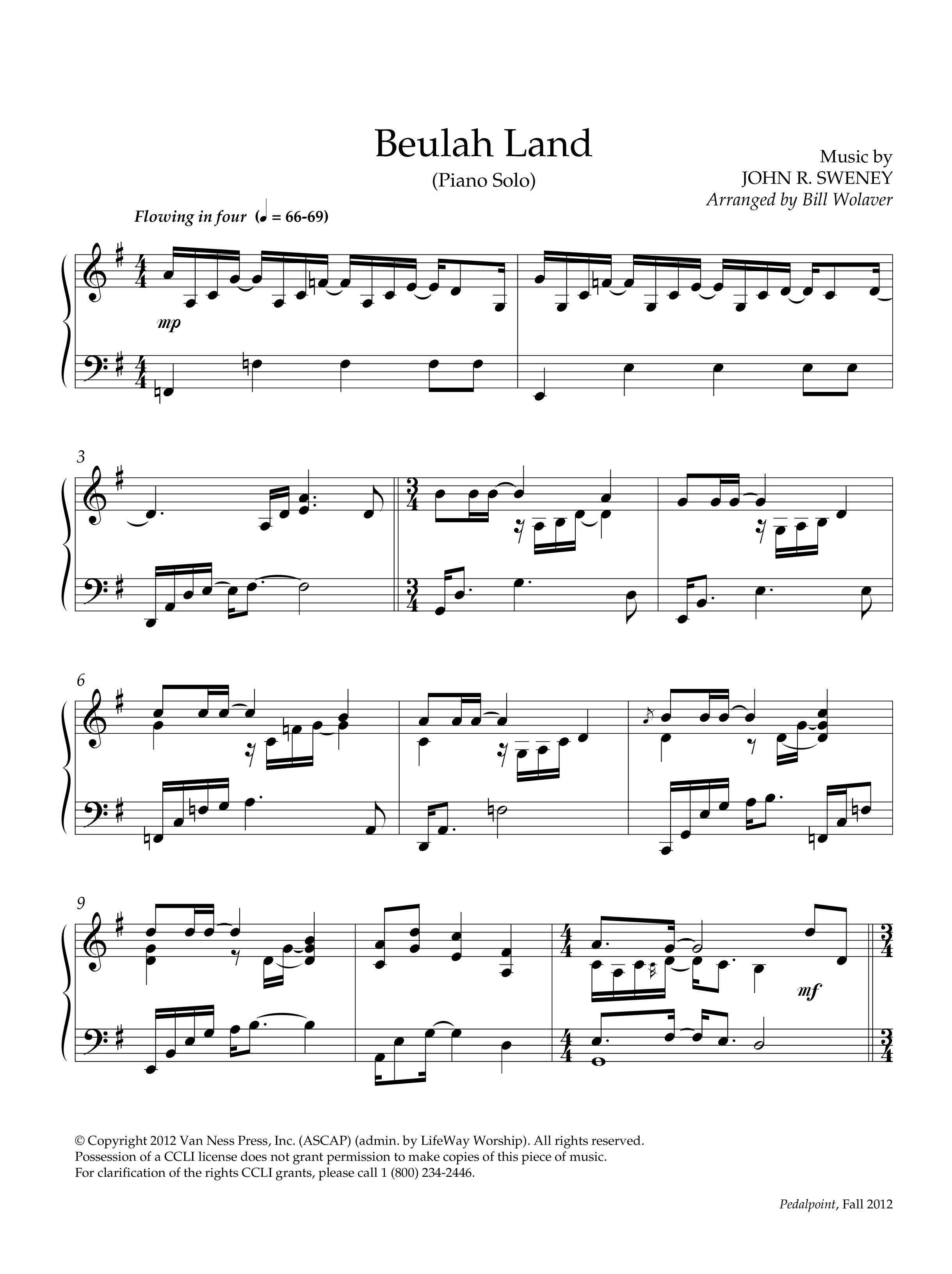 Beulah Land (Instrumental) Piano Solo (Lifeway Worship / Arr. Bill Wolaver)