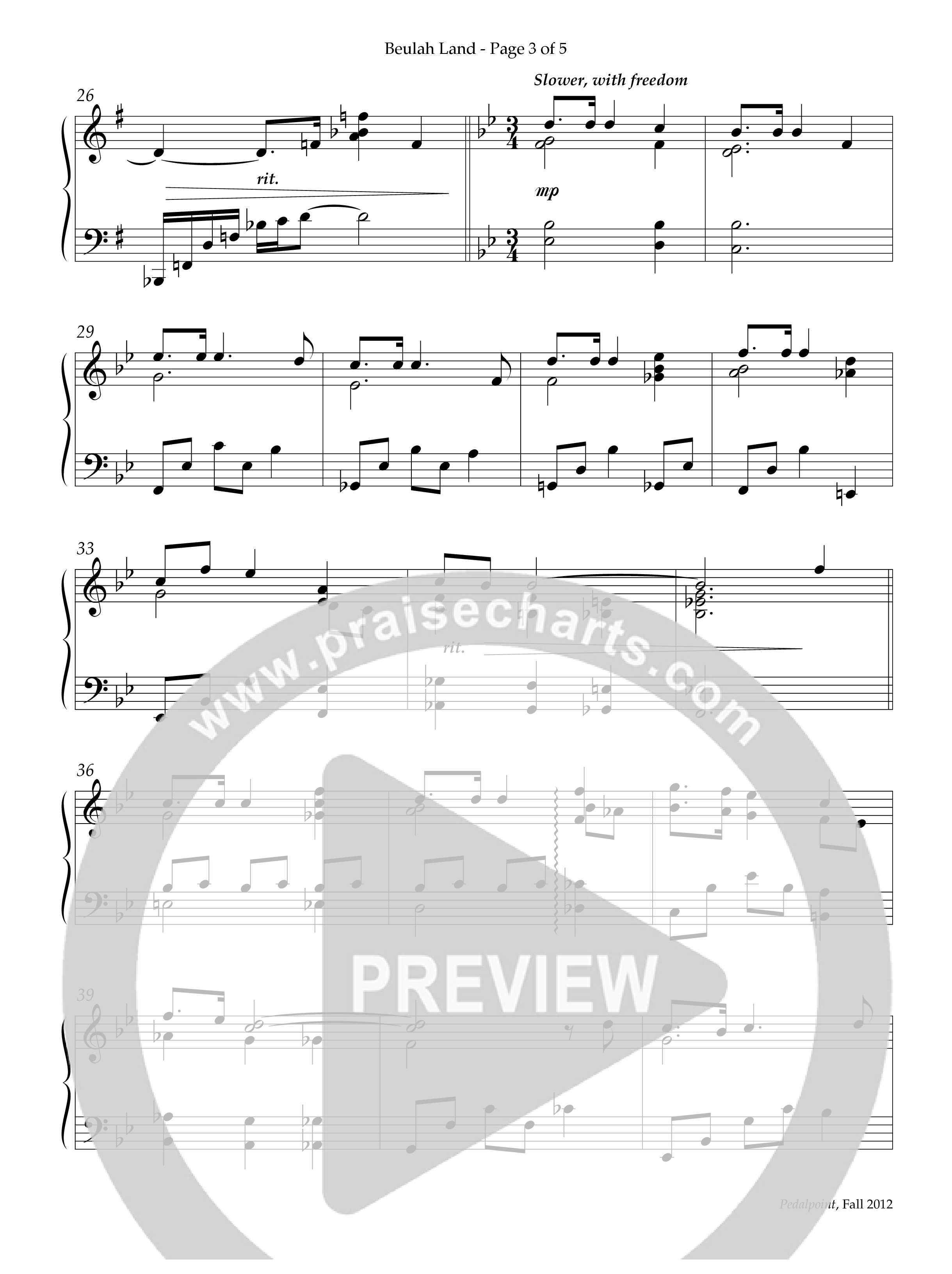 Beulah Land (Instrumental) Piano Solo (Lifeway Worship / Arr. Bill Wolaver)