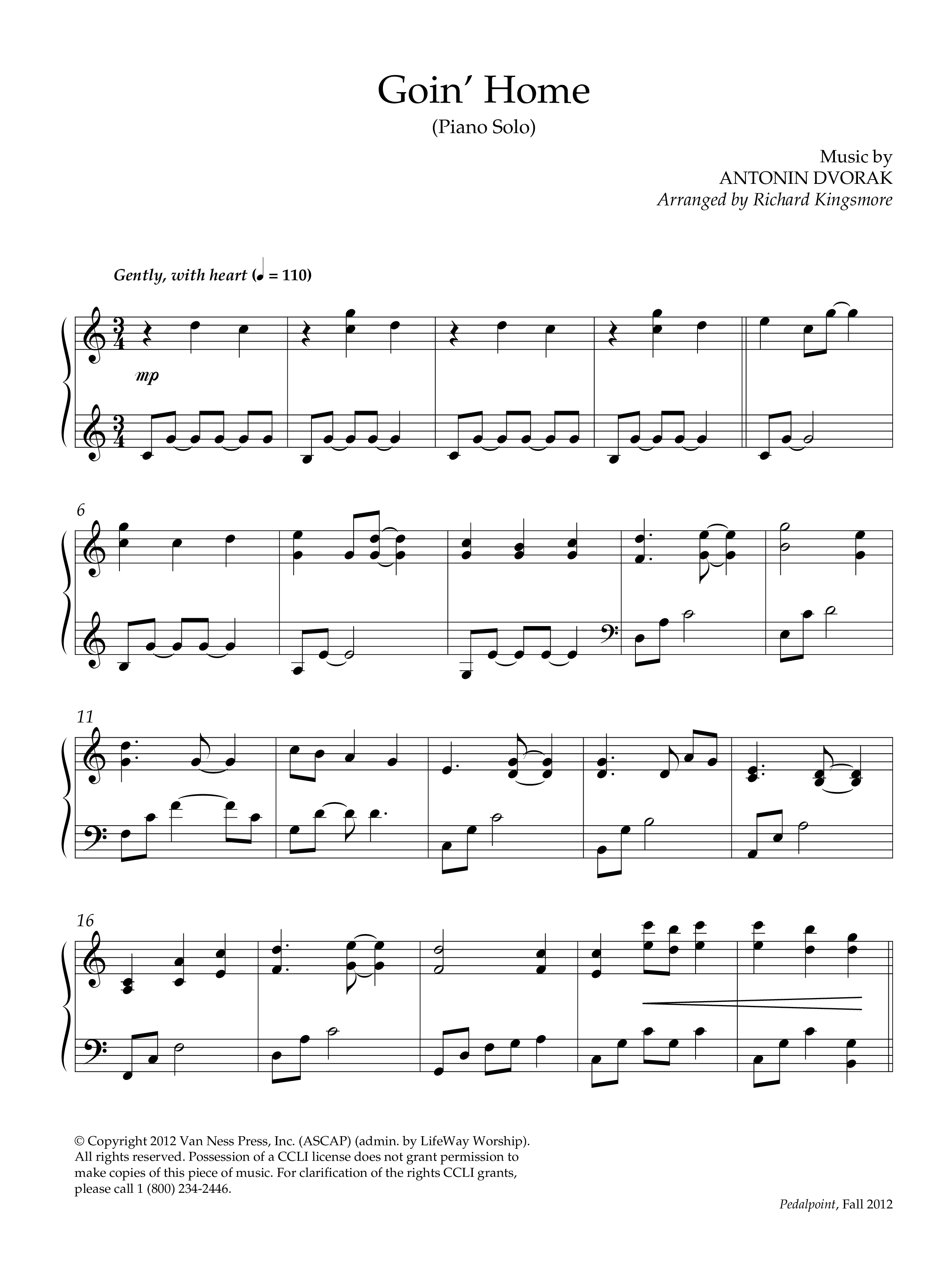 Goin' Home (Instrumental) Piano Solo (Lifeway Worship / Arr. Richard Kingsmore)