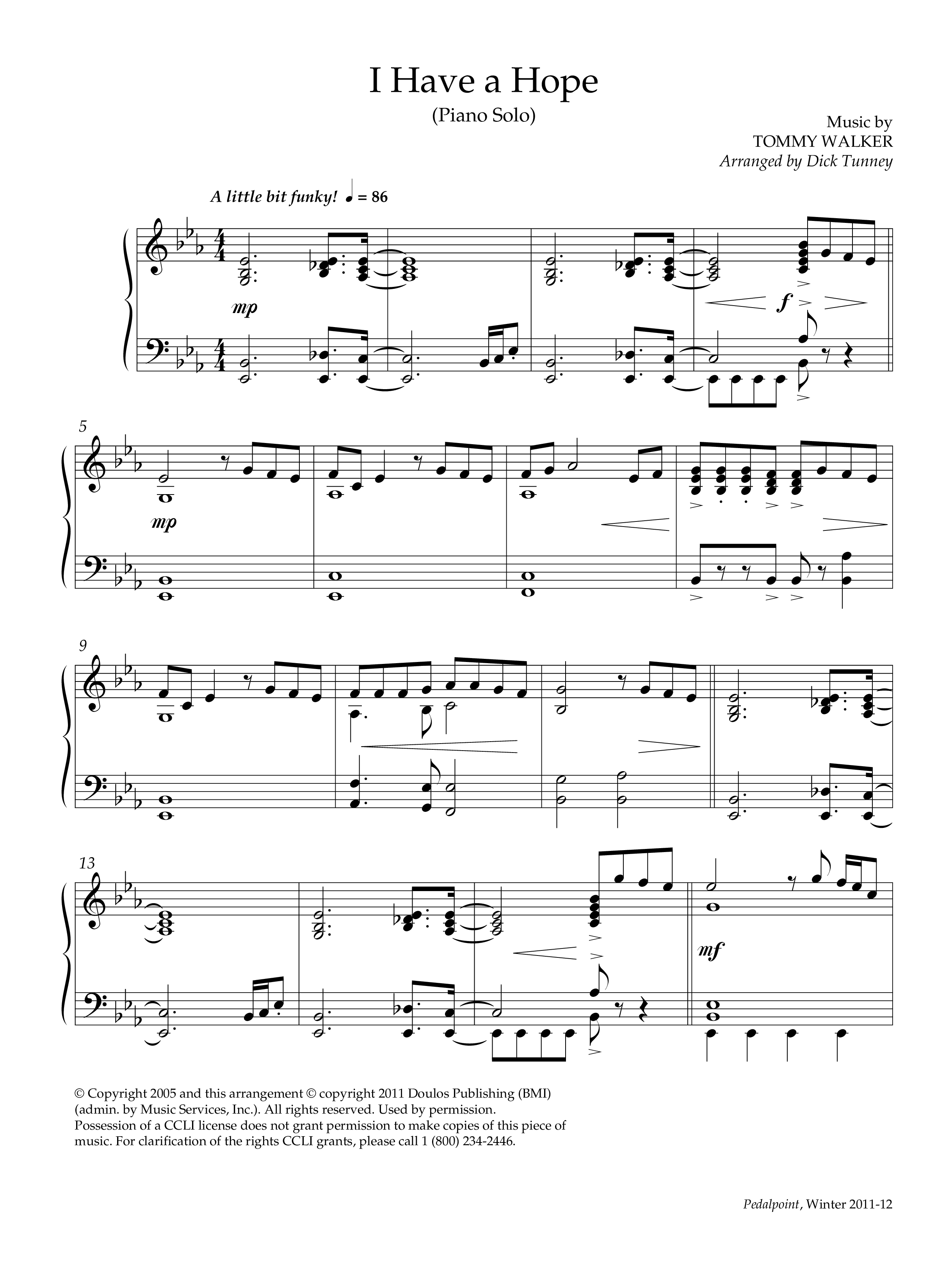 I Have A Hope (Instrumental) Piano Solo (Lifeway Worship / Arr. Dick Tunney)