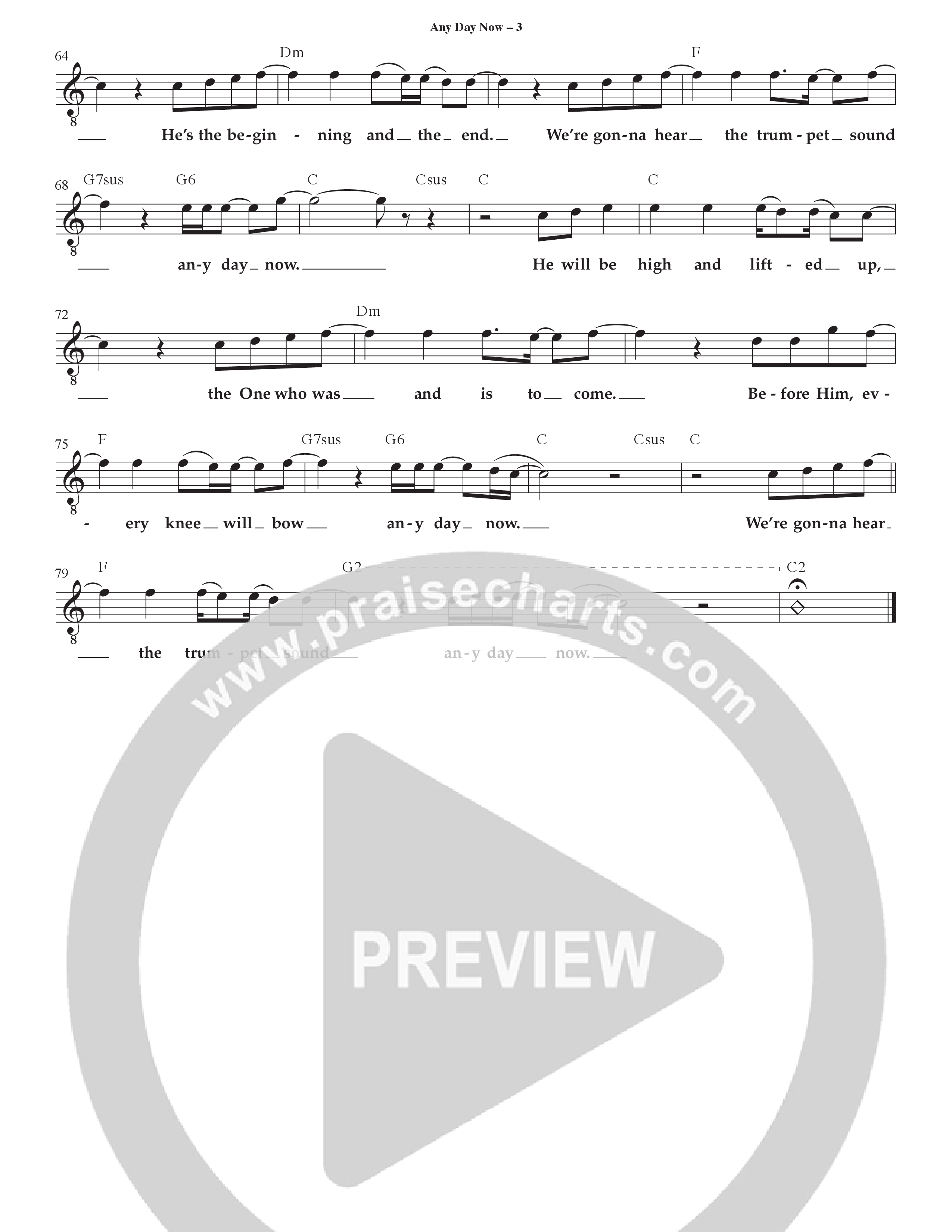 Any Day Now Lead Sheet Melody (Bryan McCleery / Centricity Worship)