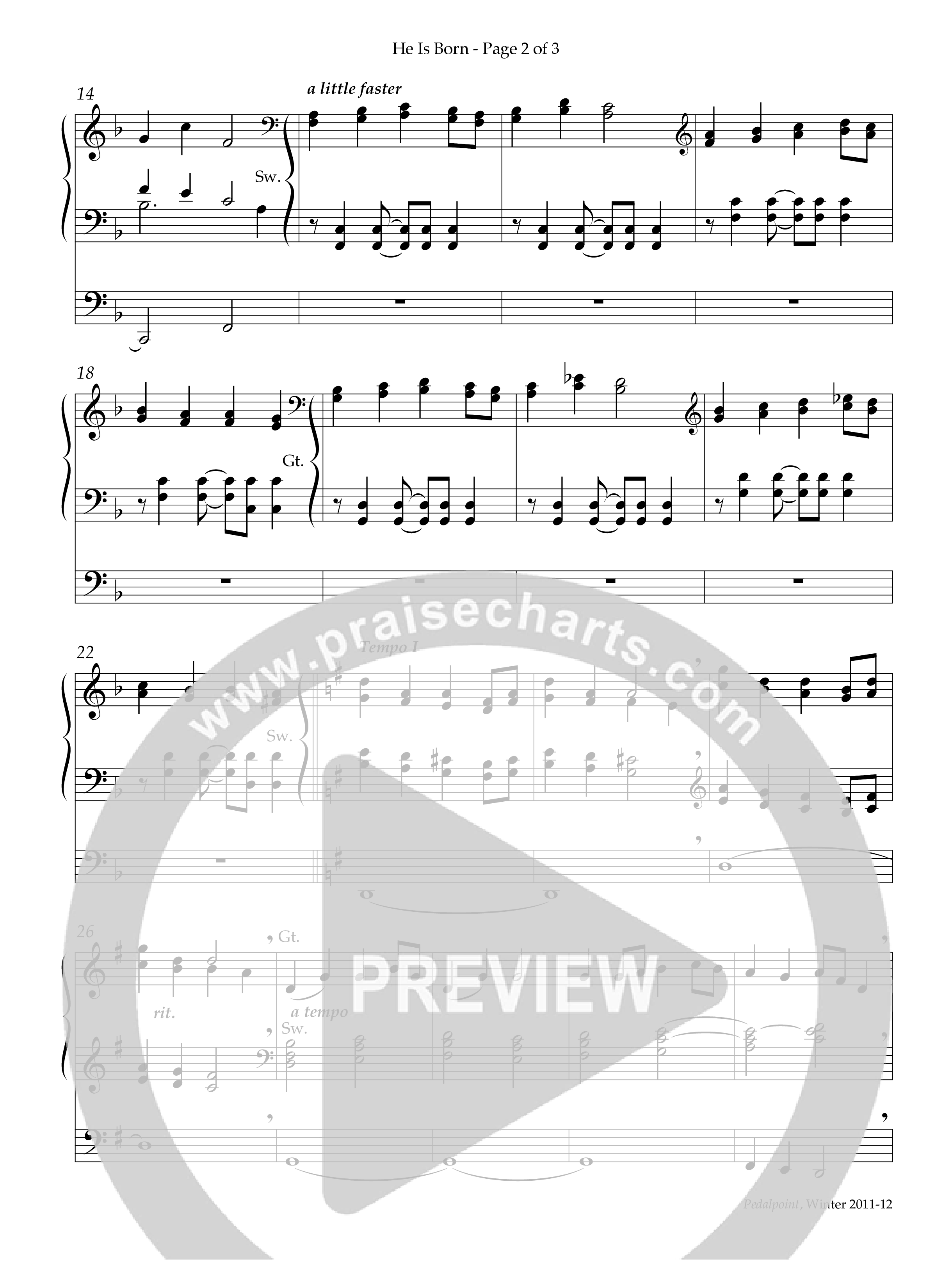 He Is Born (Instrumental) Organ (Lifeway Worship / Arr. Alice Jordan)