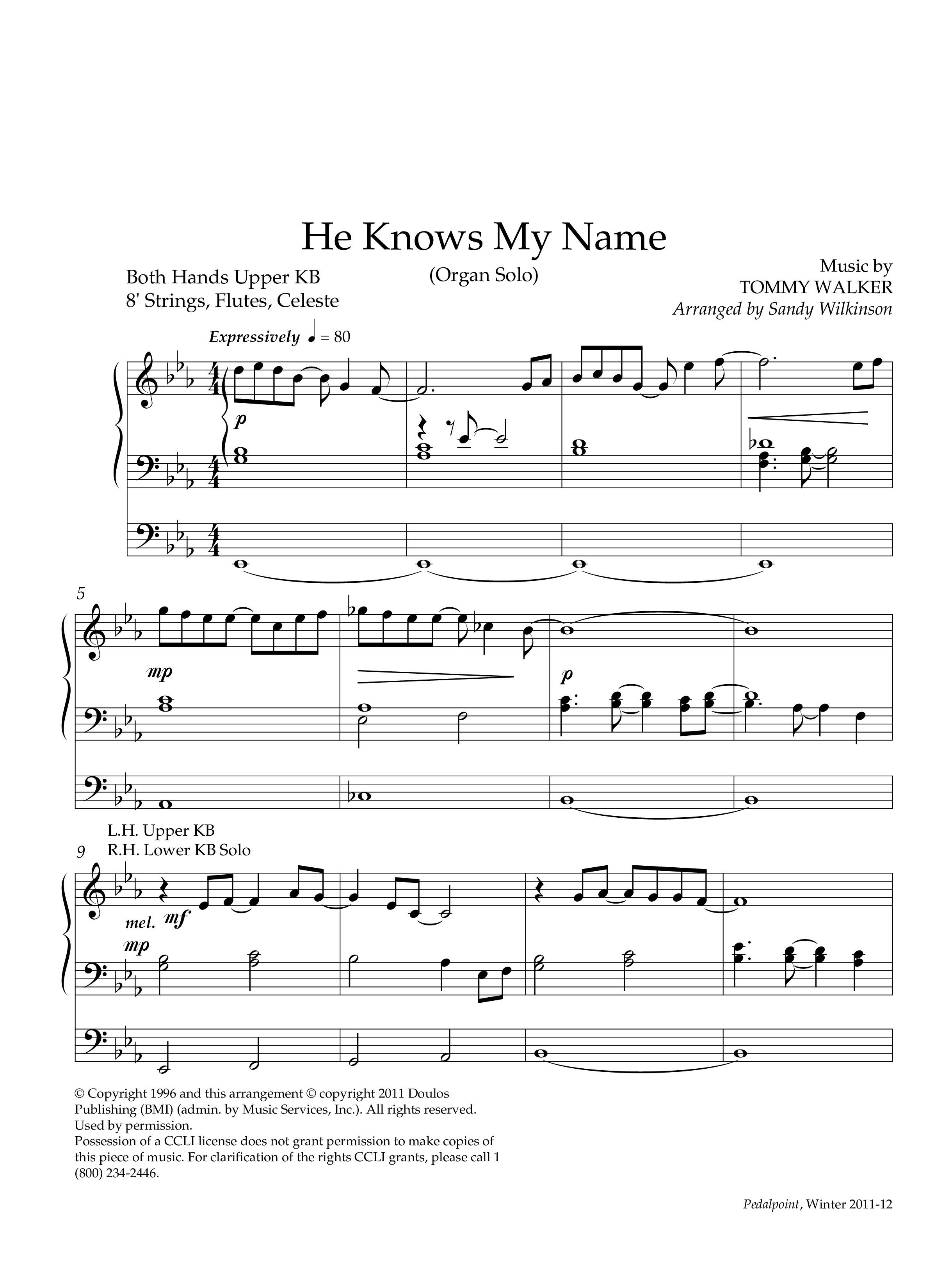 He Knows My Name (Instrumental) Organ (Lifeway Worship / Arr. Sandy Wilkinson)