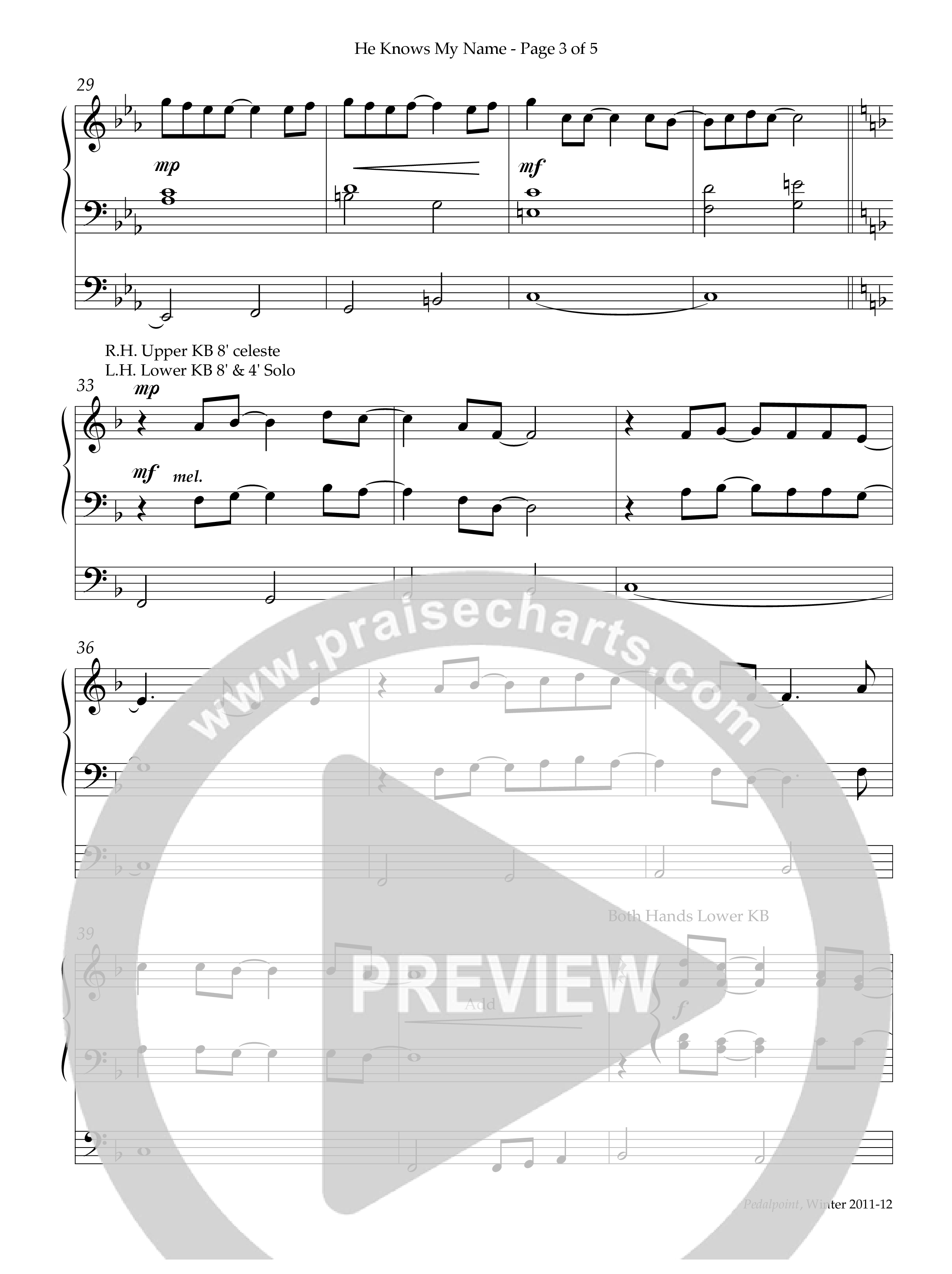 He Knows My Name (Instrumental) Organ (Lifeway Worship / Arr. Sandy Wilkinson)