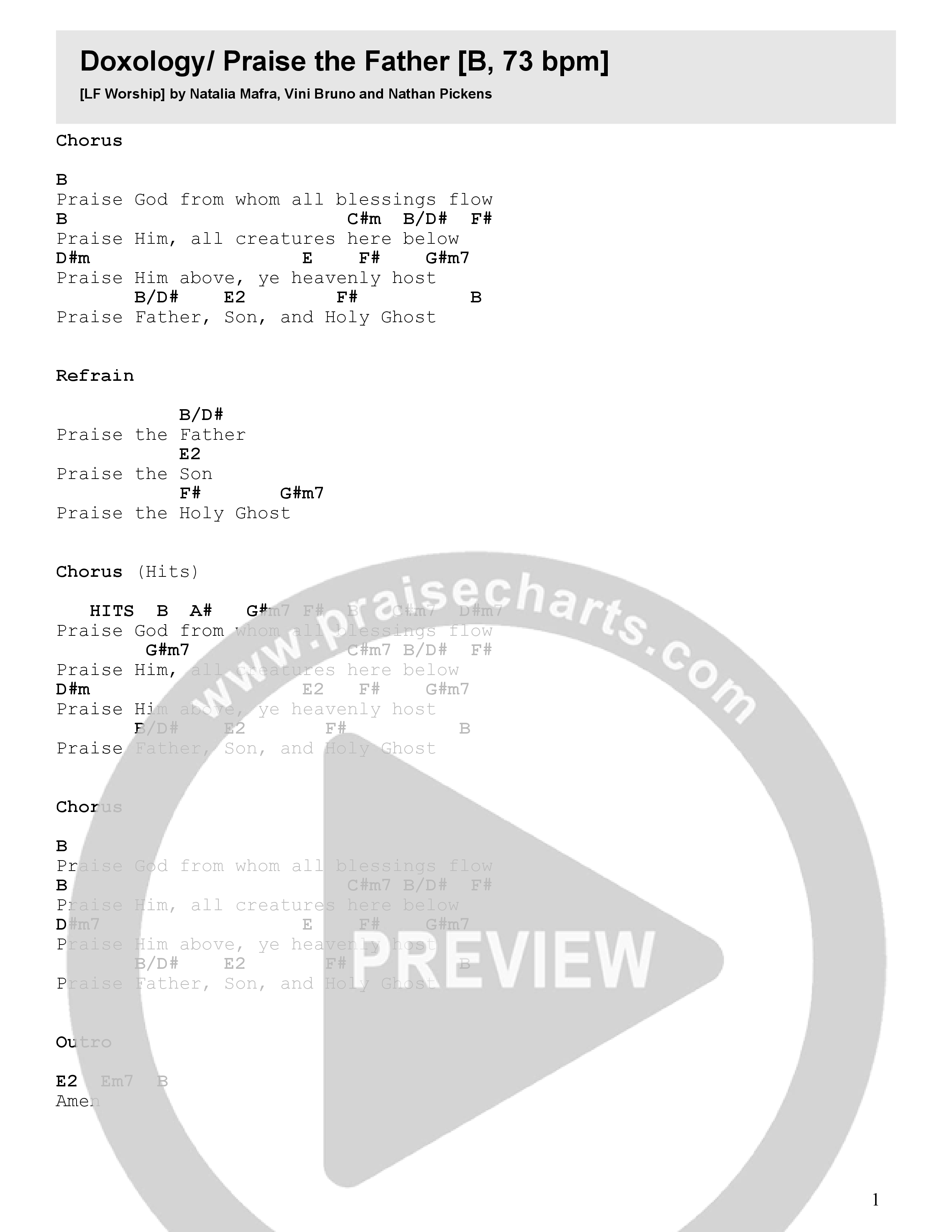 Doxology / Praise The Father (Live) Chord Chart (LF Worship)
