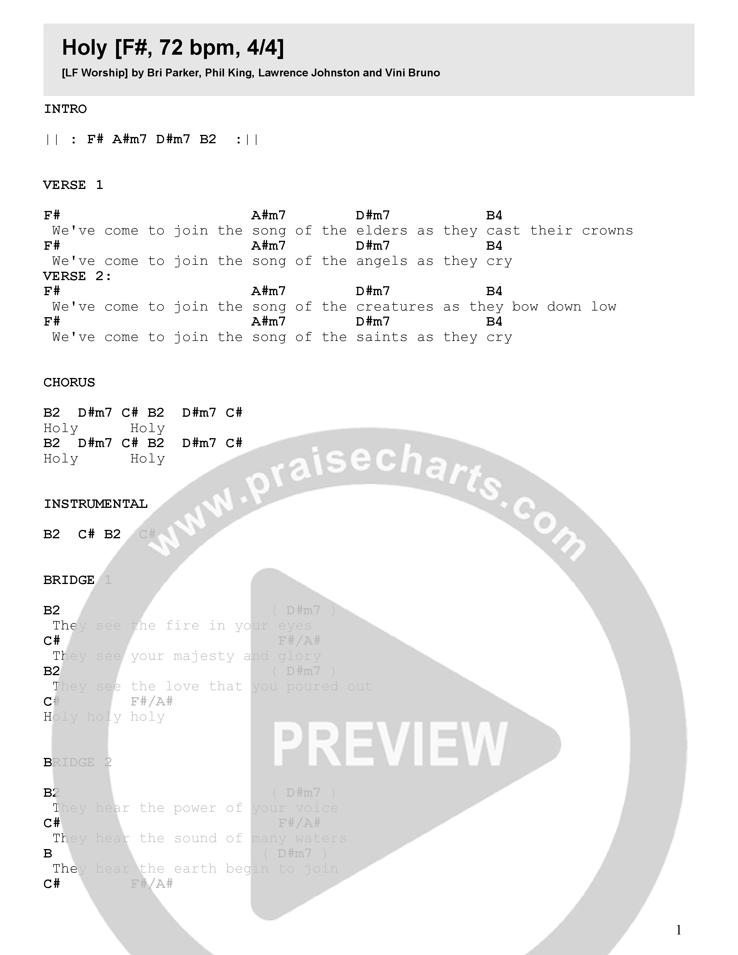 Holy (Live) Chord Chart (LF Worship)