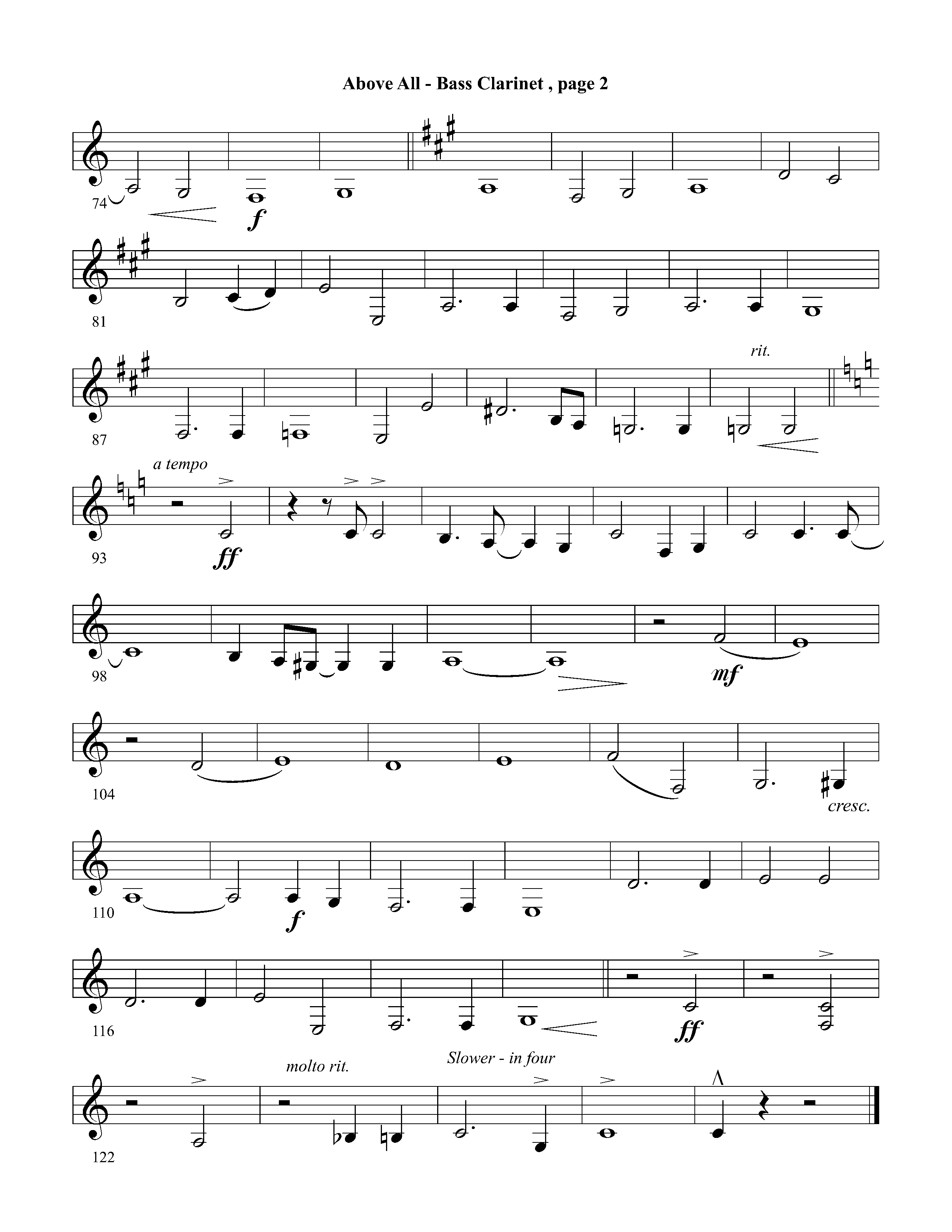 Above All (Instrumental) Bass Clarinet (Lifeway Worship / Arr. David Winkler)