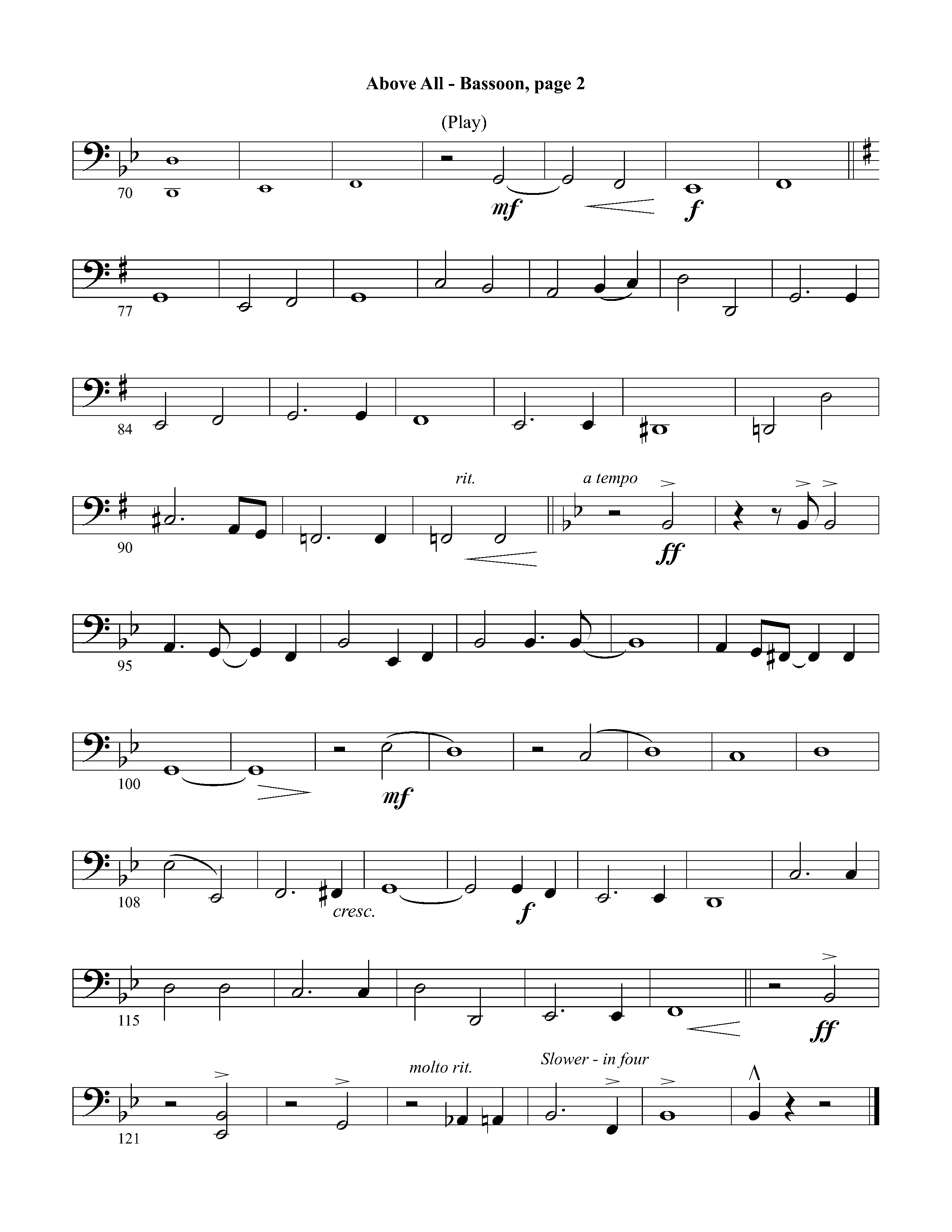 Above All (Instrumental) Bassoon (Lifeway Worship / Arr. David Winkler)