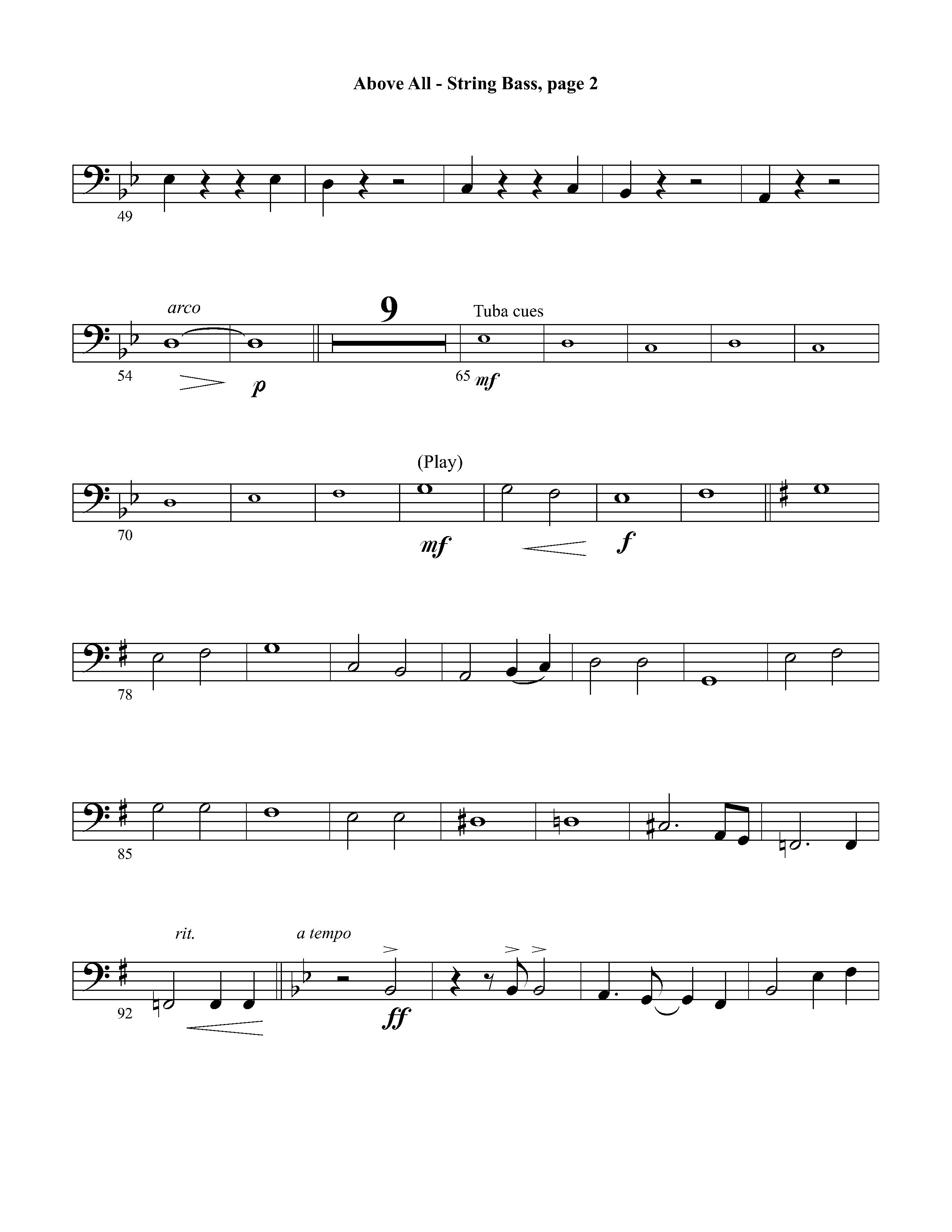 Above All (Instrumental) Double Bass (Lifeway Worship / Arr. David Winkler)