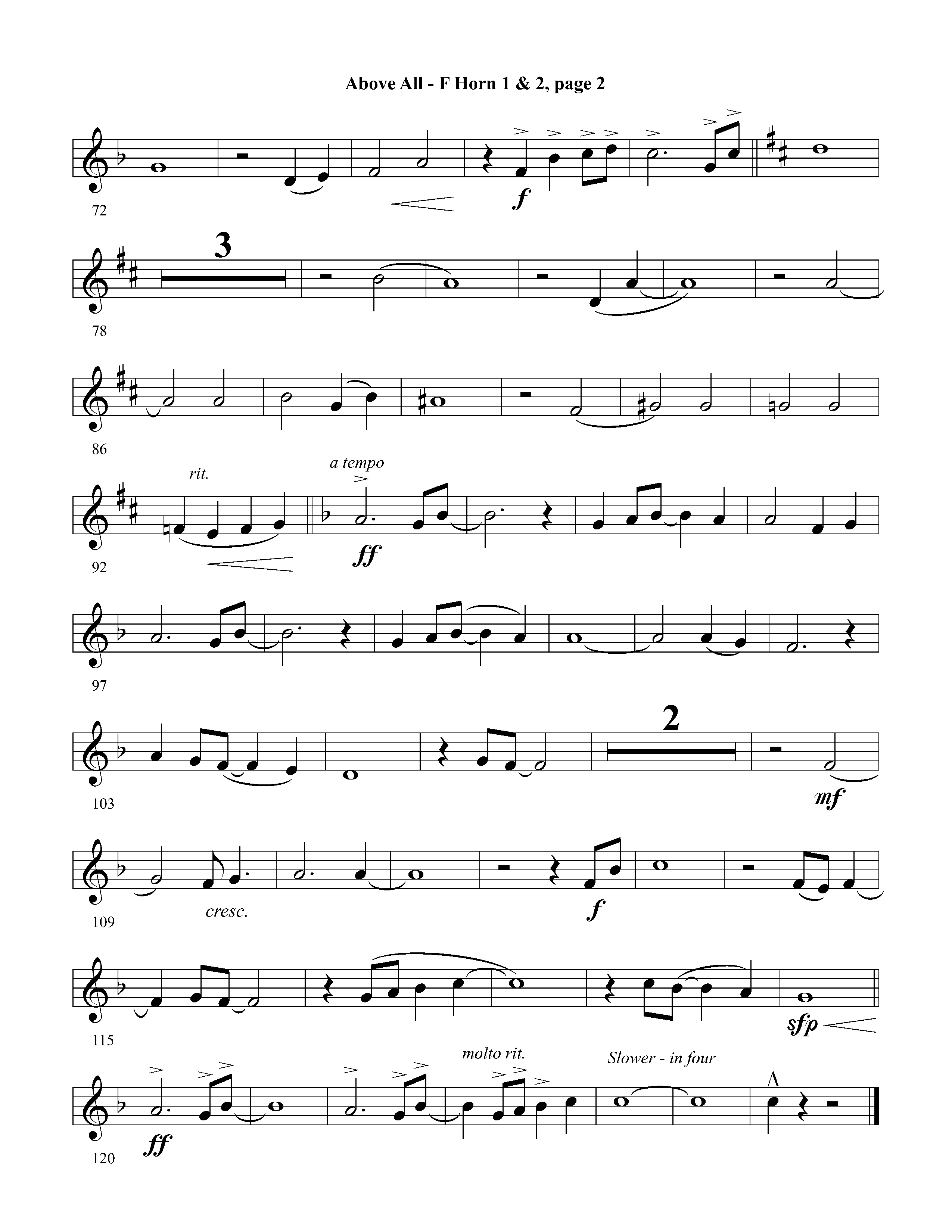 Above All (Instrumental) French Horn 1/2 (Lifeway Worship / Arr. David Winkler)