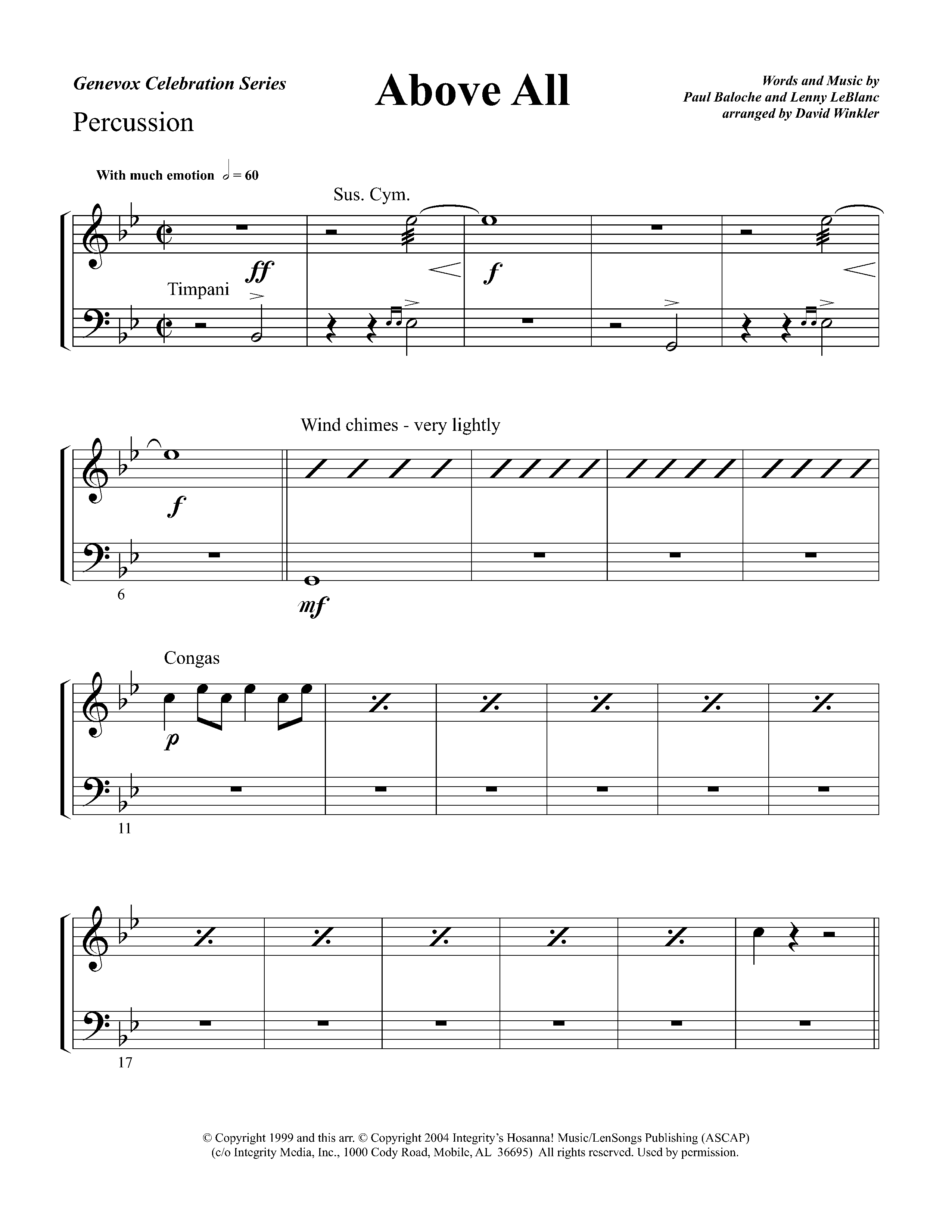 Above All (Instrumental) Percussion (Lifeway Worship / Arr. David Winkler)