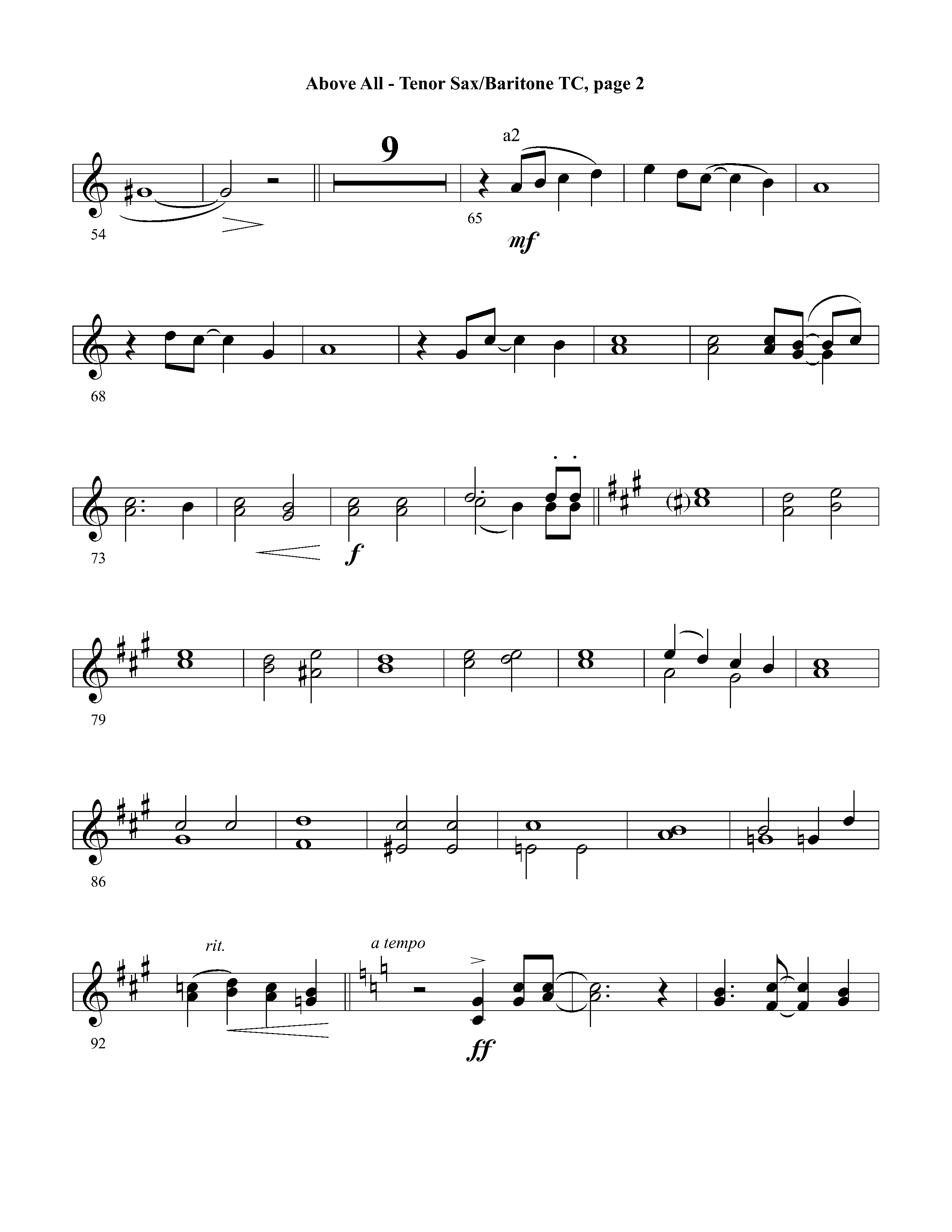 Above All (Instrumental) Tenor Sax/Baritone T.C. (Lifeway Worship / Arr. David Winkler)