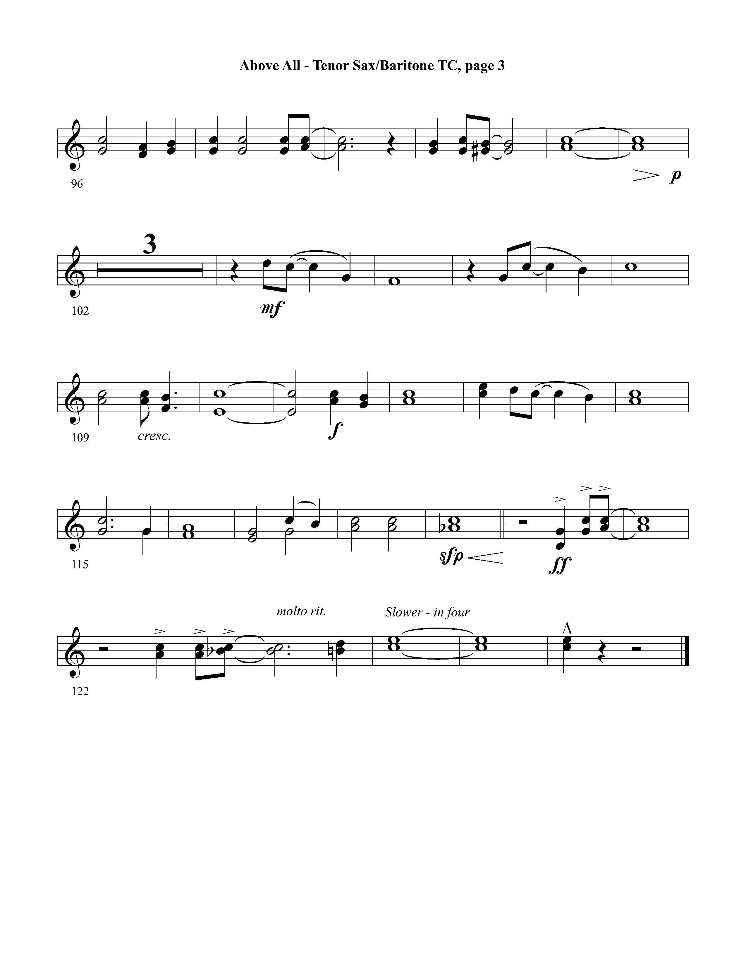 Above All (Instrumental) Tenor Sax/Baritone T.C. (Lifeway Worship / Arr. David Winkler)