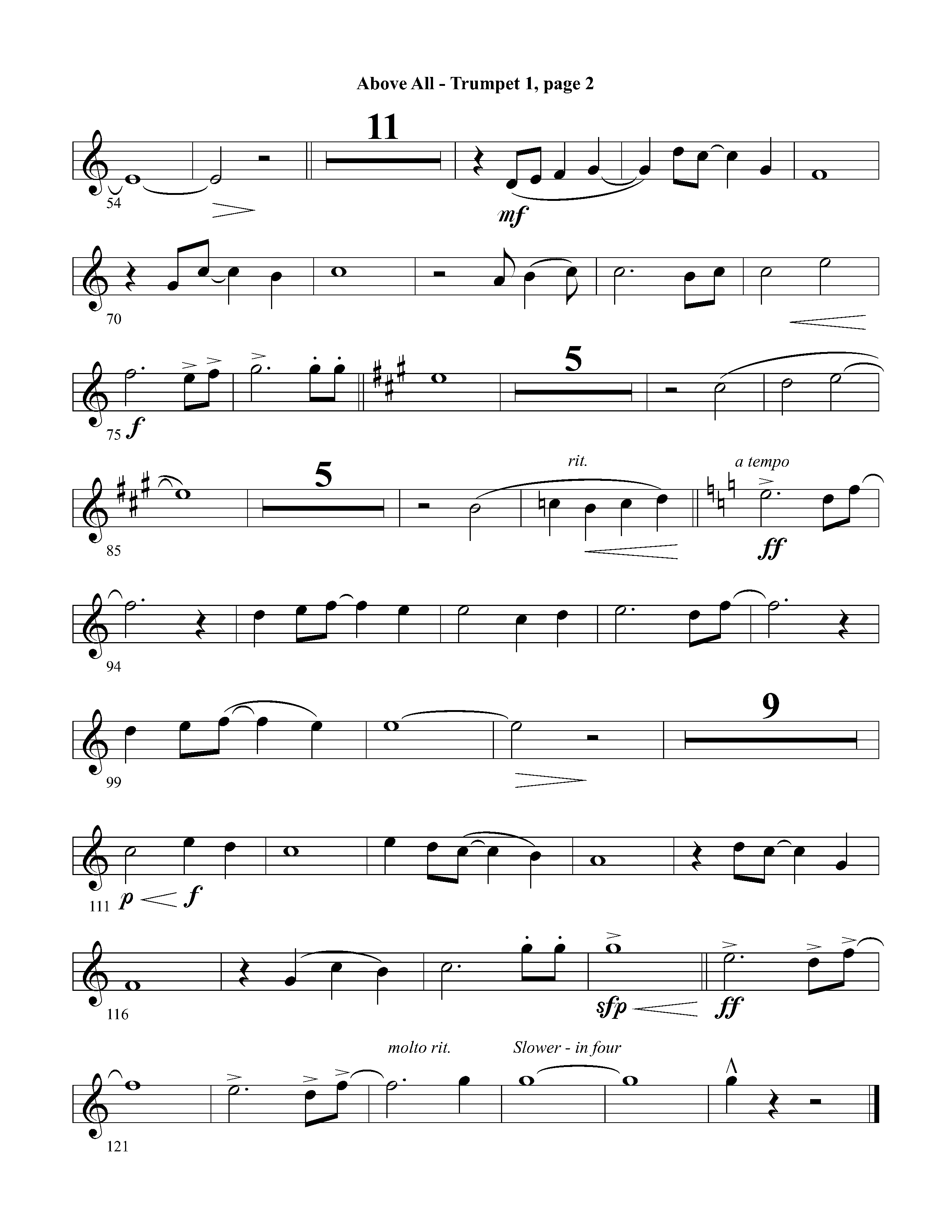 Above All (Instrumental) Trumpet 1 (Lifeway Worship / Arr. David Winkler)