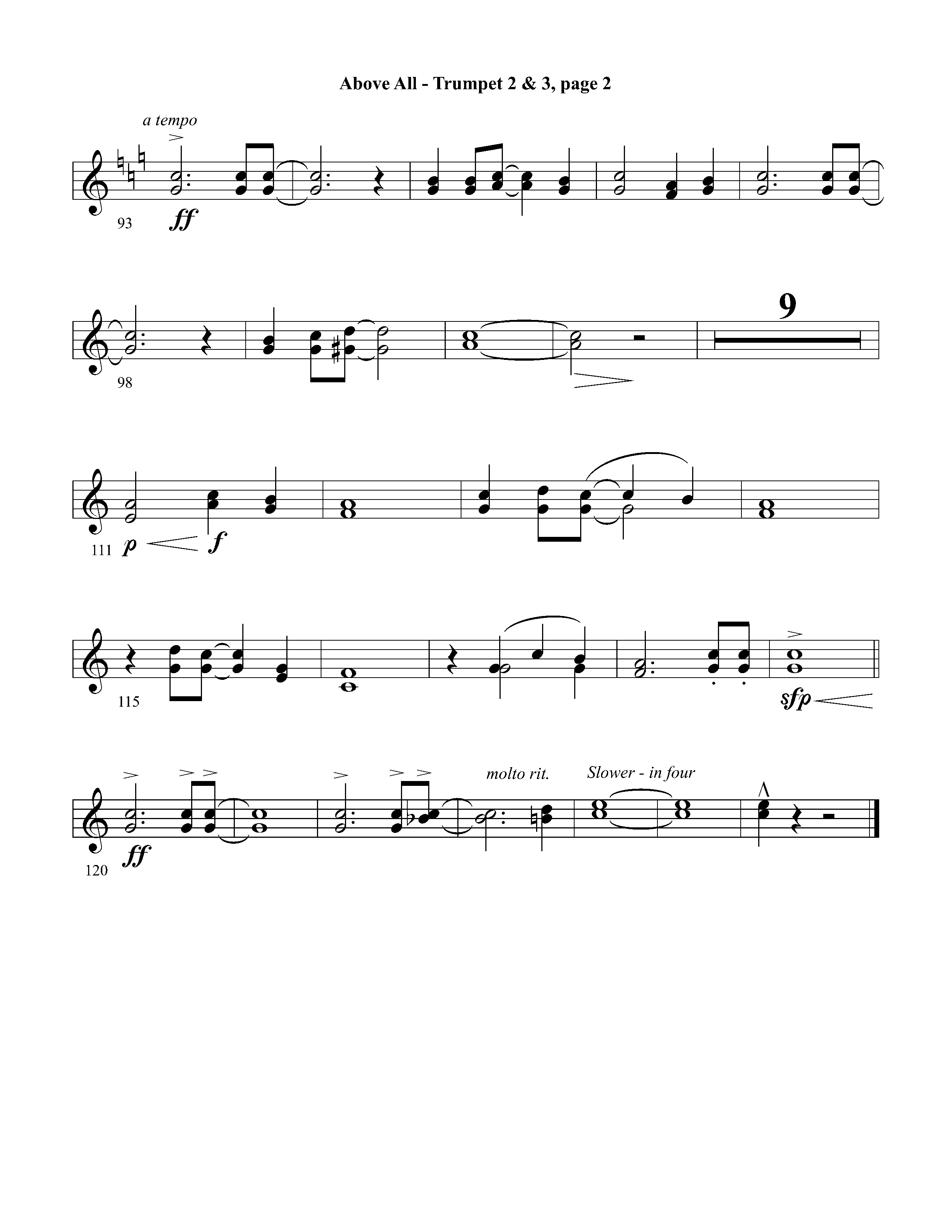 Above All (Instrumental) Trumpet 2/3 (Lifeway Worship / Arr. David Winkler)