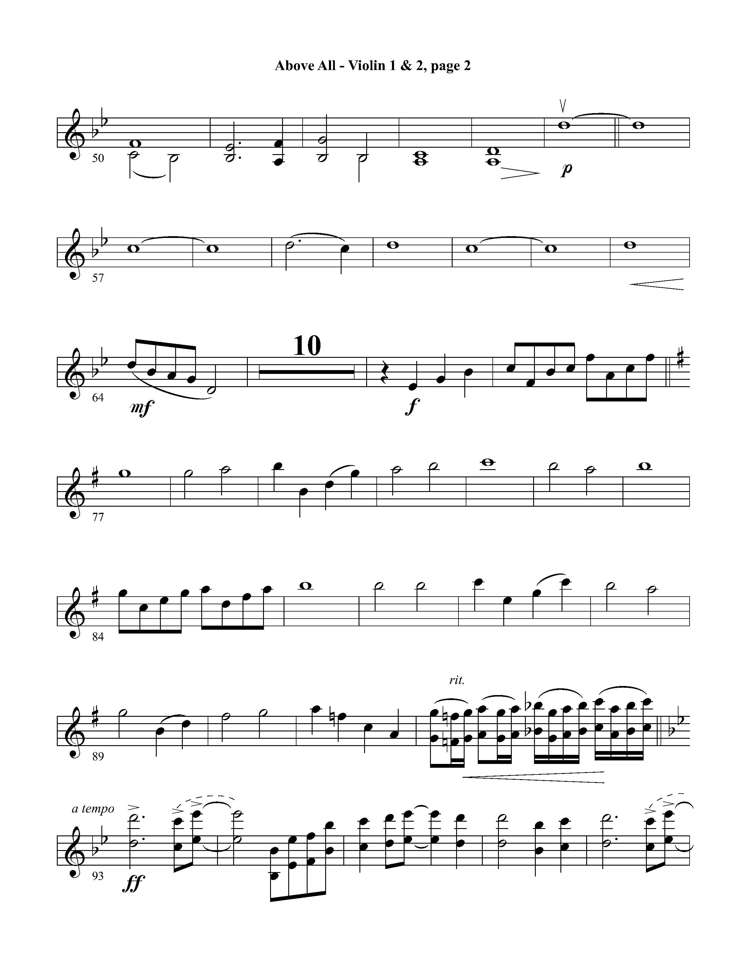 Above All (Instrumental) Violin 1/2 (Lifeway Worship / Arr. David Winkler)