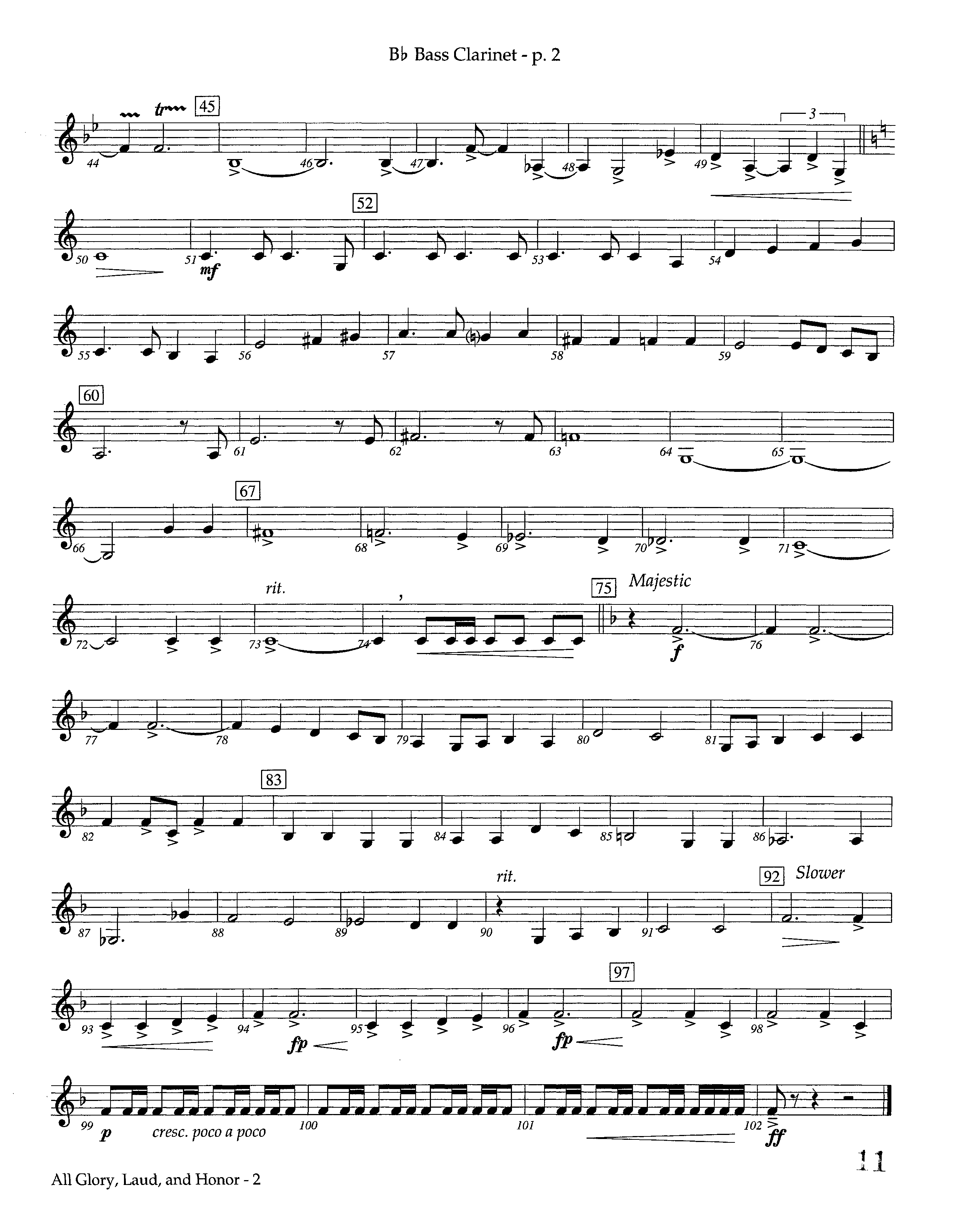 All Glory Laud And Honor (Instrumental) Bass Clarinet (Lifeway Worship / Arr. Steve Dunn)