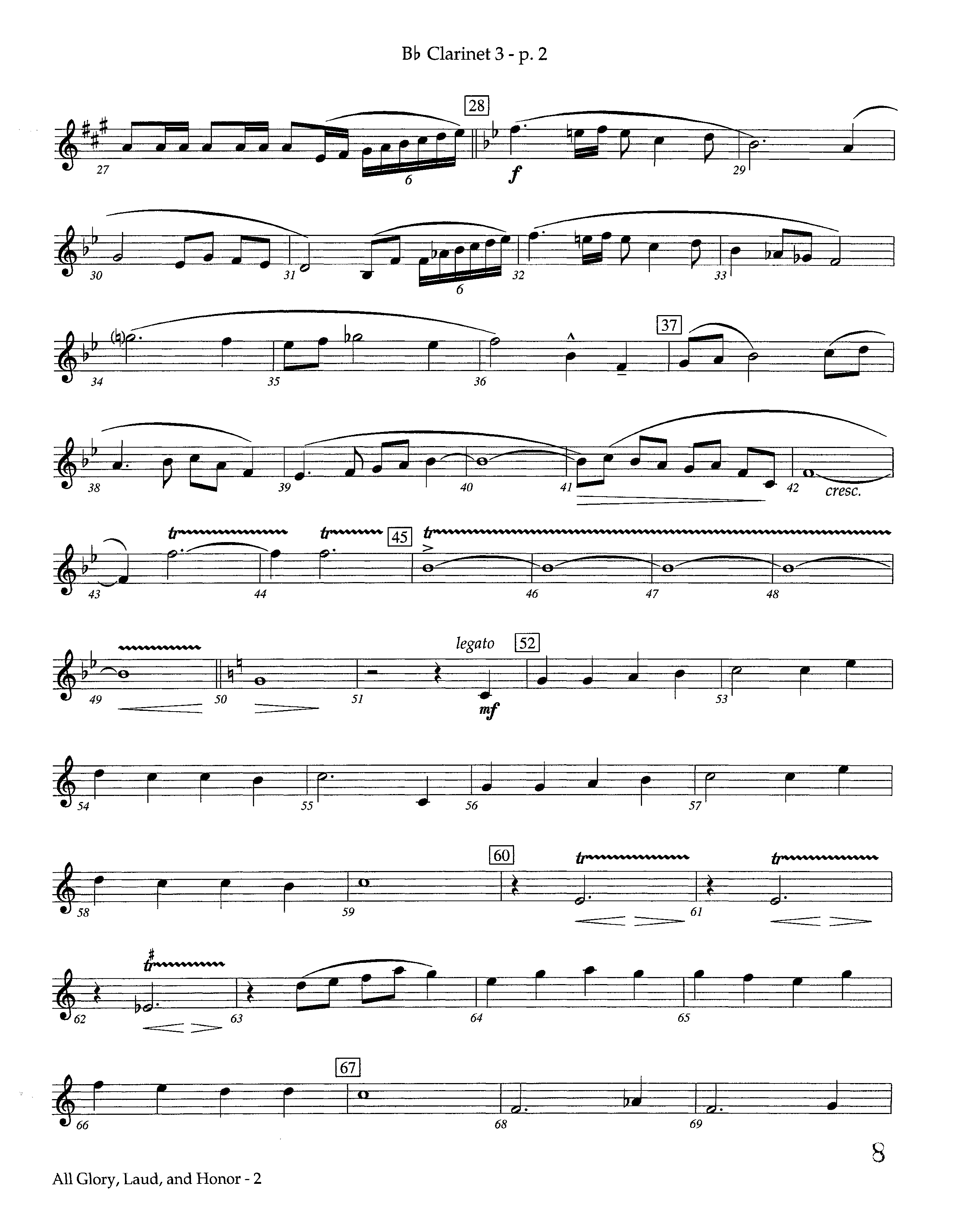 All Glory Laud And Honor (Instrumental) Clarinet 3 (Lifeway Worship / Arr. Steve Dunn)