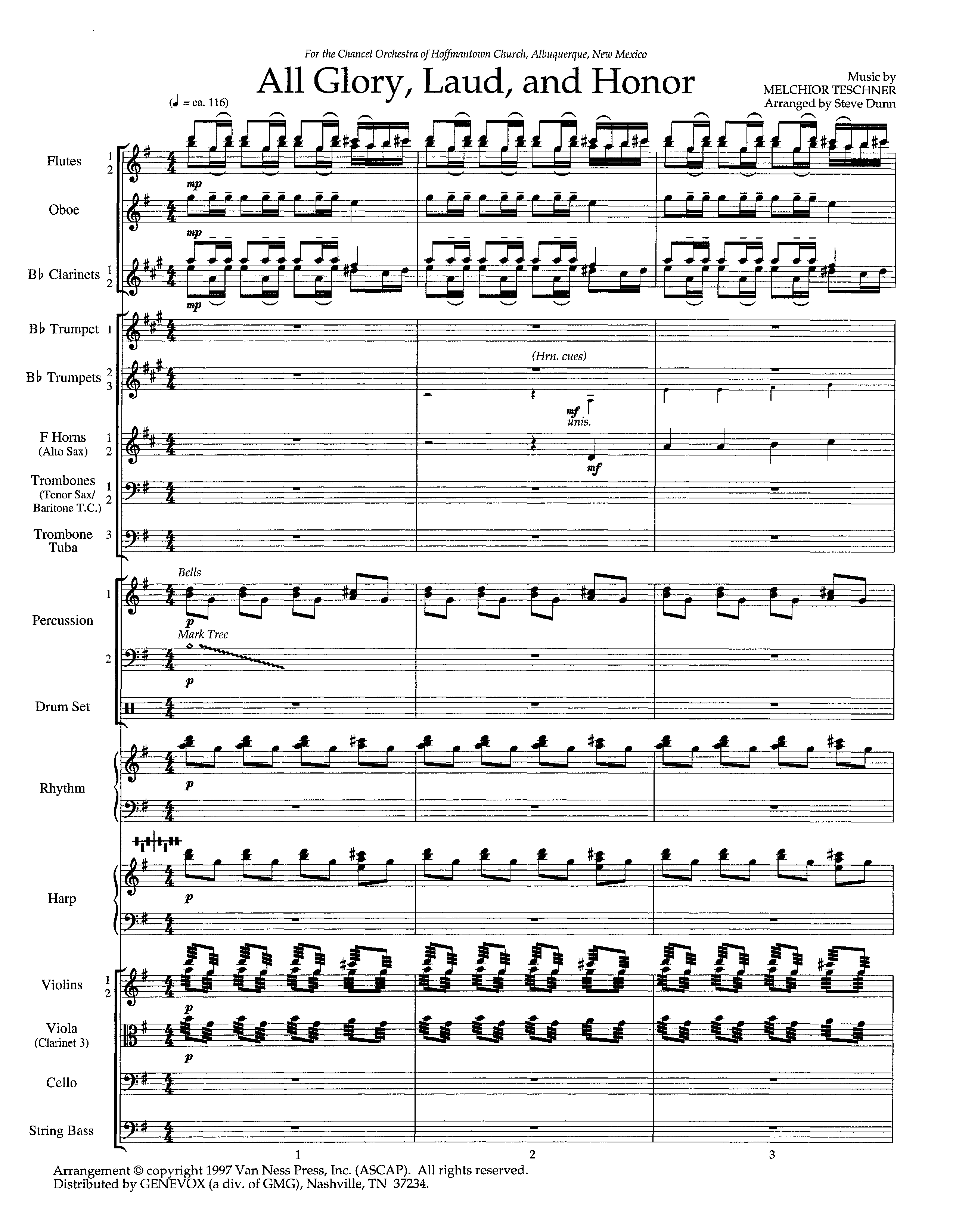 All Glory Laud And Honor (Instrumental) Orchestration (Lifeway Worship / Arr. Steve Dunn)