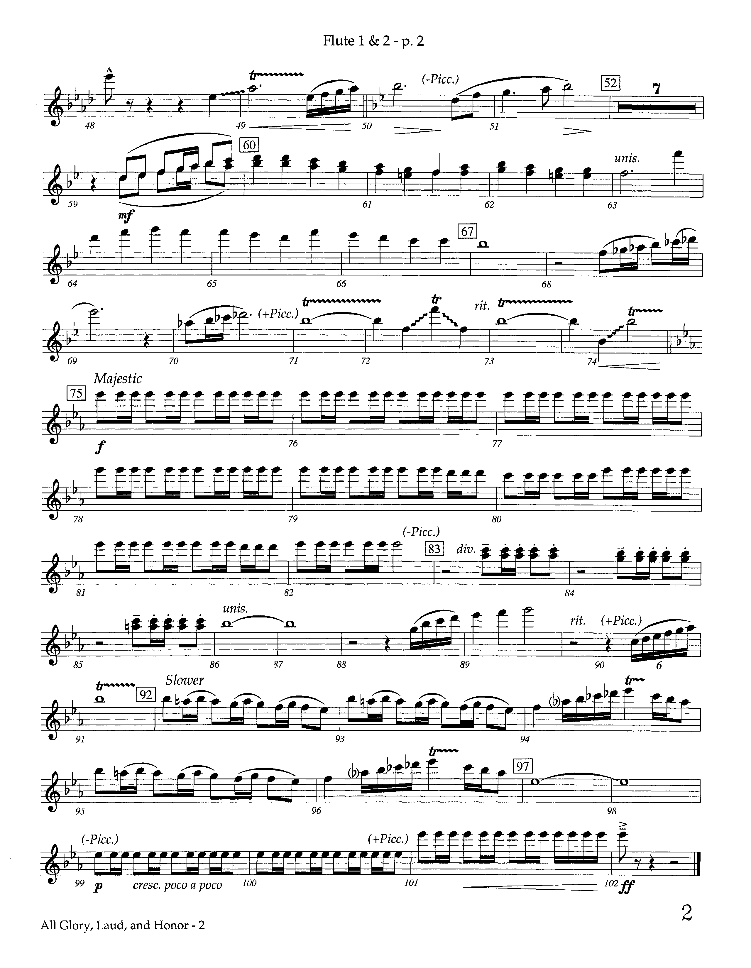 All Glory Laud And Honor (Instrumental) Flute 1/2 (Lifeway Worship / Arr. Steve Dunn)