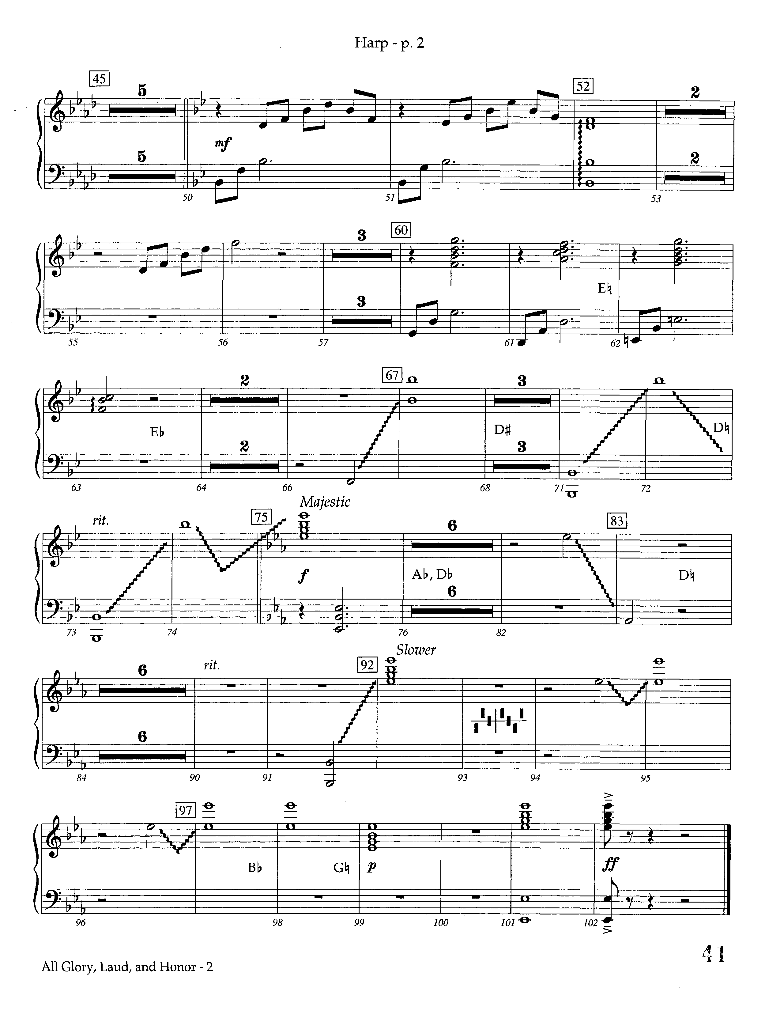 All Glory Laud And Honor (Instrumental) Harp (Lifeway Worship / Arr. Steve Dunn)